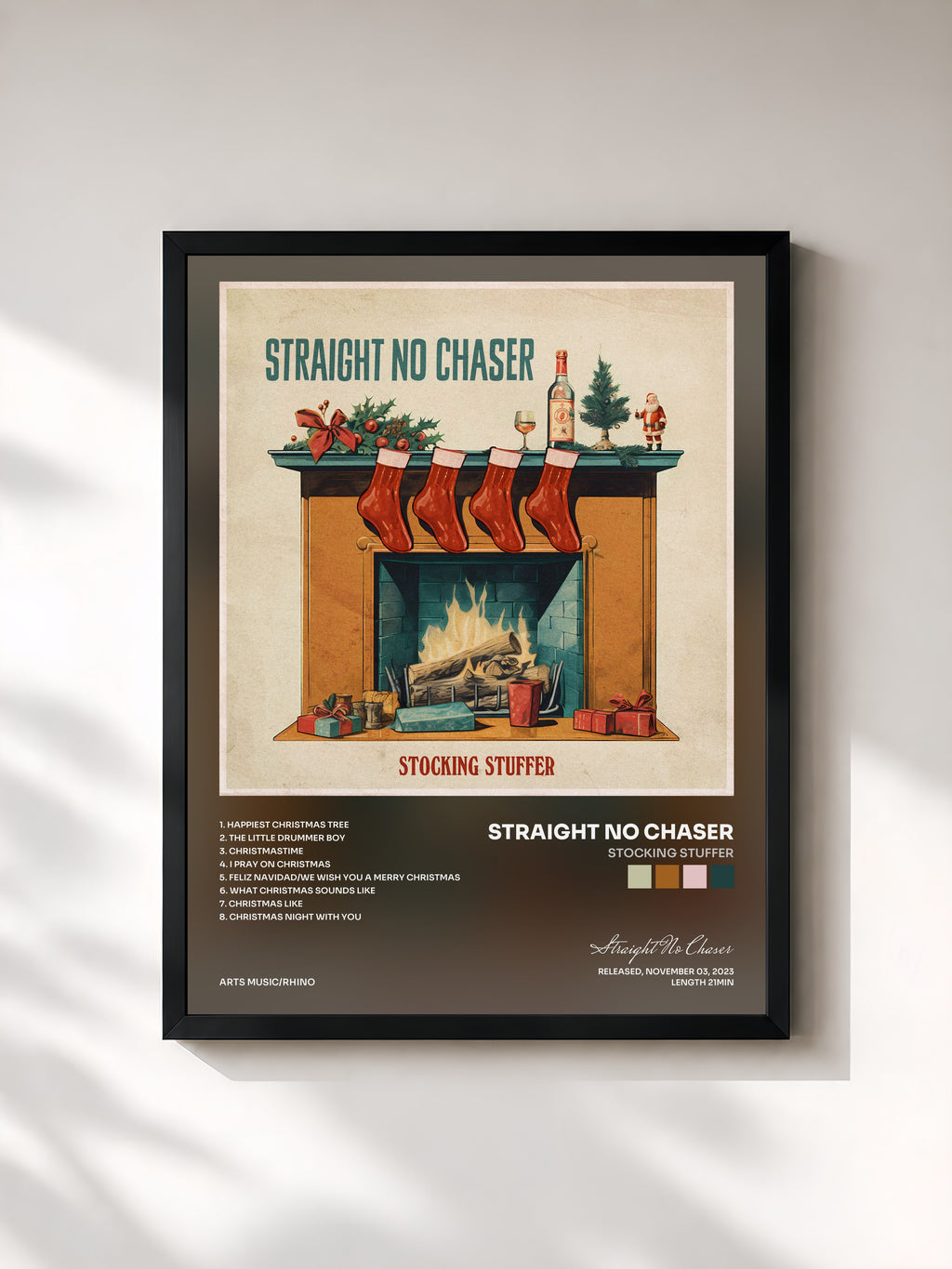 #noir Tableau de l'album Stocking Stuffer de Straight No Chaser, cadre noir, imprimé et encadré en France