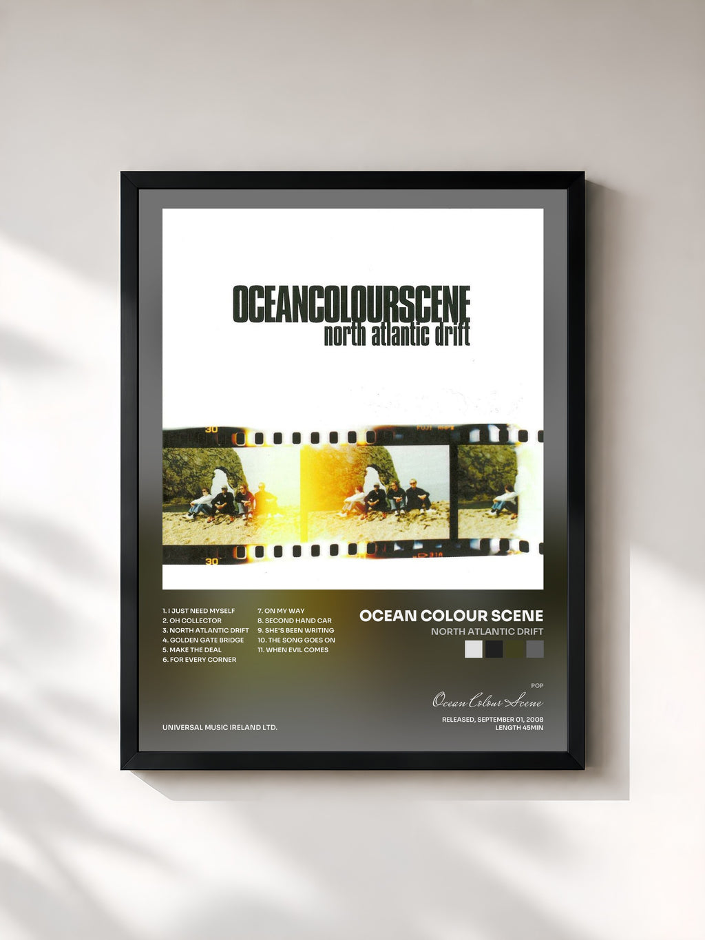 #noir Tableau de l'album North Atlantic Drift de Ocean Colour Scene, cadre noir, imprimé et encadré en France