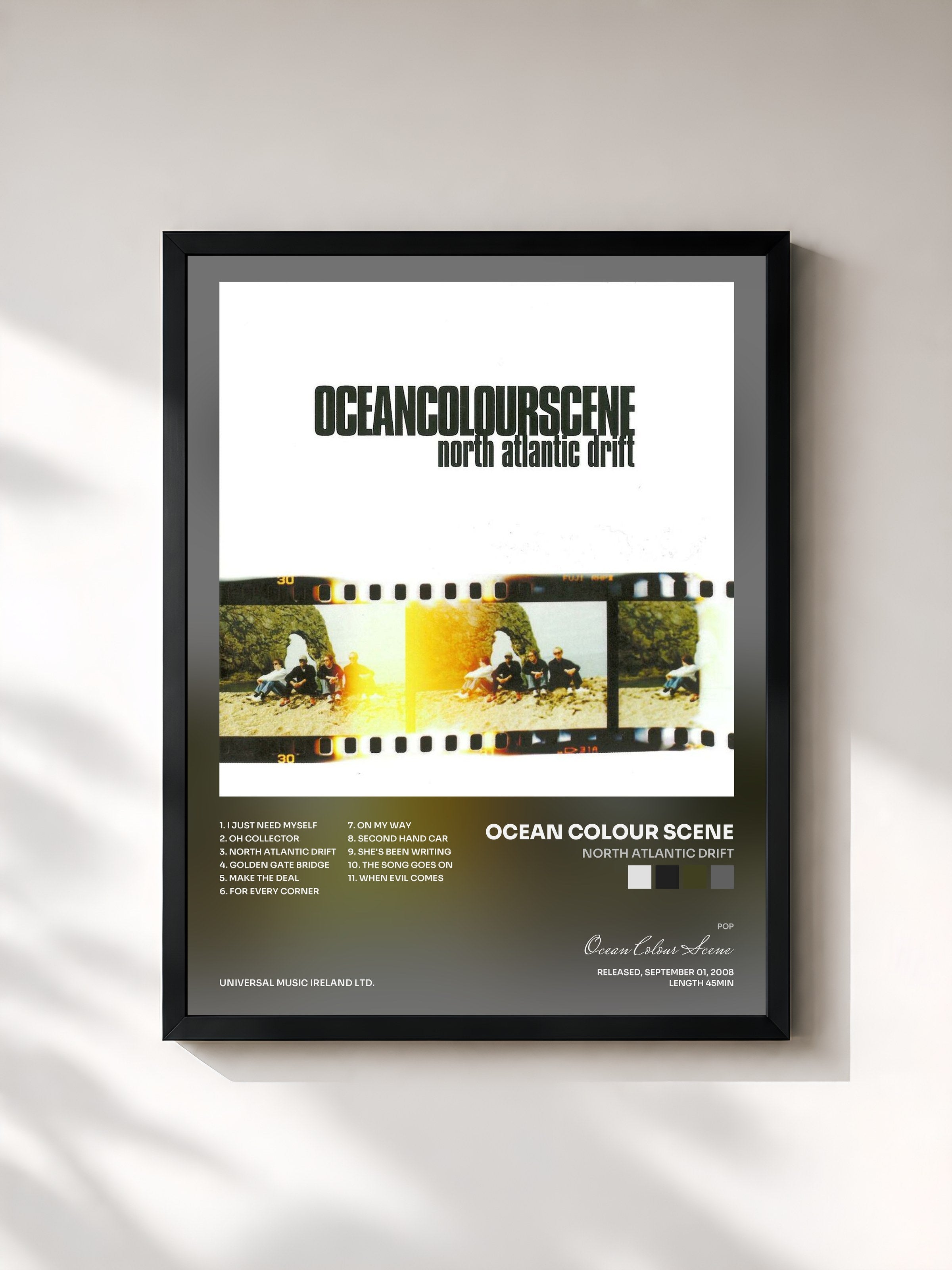#noir Tableau de l'album North Atlantic Drift de Ocean Colour Scene, cadre noir, imprimé et encadré en France