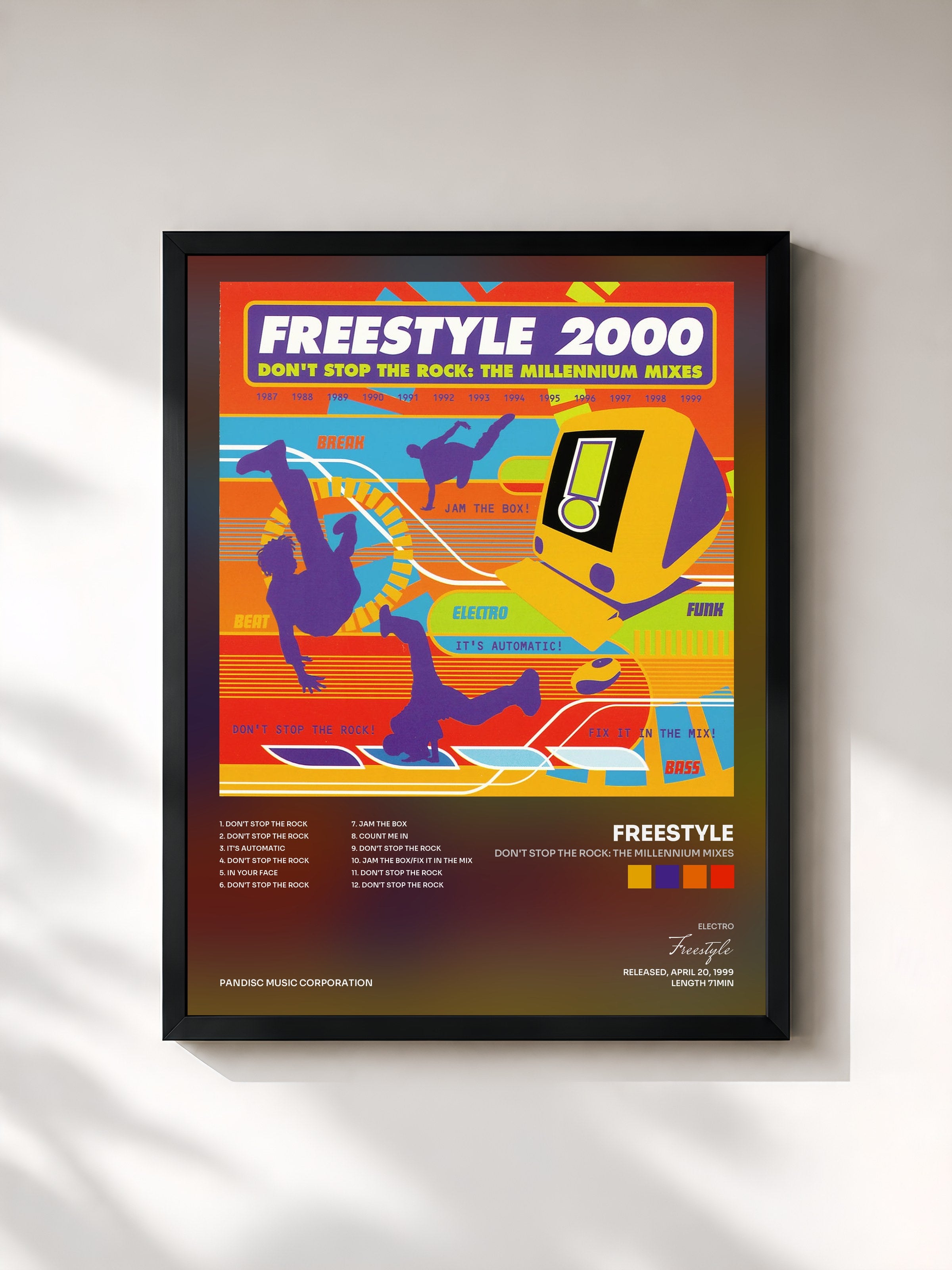 #noir Tableau de l'album Don't Stop The Rock: The Millennium Mixes de Freestyle, cadre noir, imprimé et encadré en France