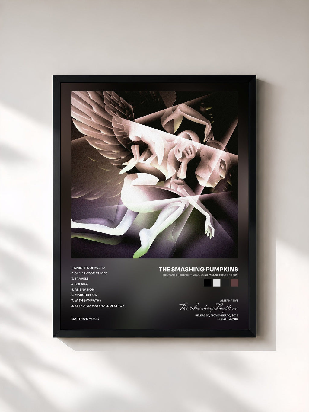 #noir SHINY AND OH SO BRIGHT, VOL. 1 / LP: NO PAST. NO FUTURE. NO SUN. by The Smashing Pumpkins as a framed art print, black frame, printed and framed in France