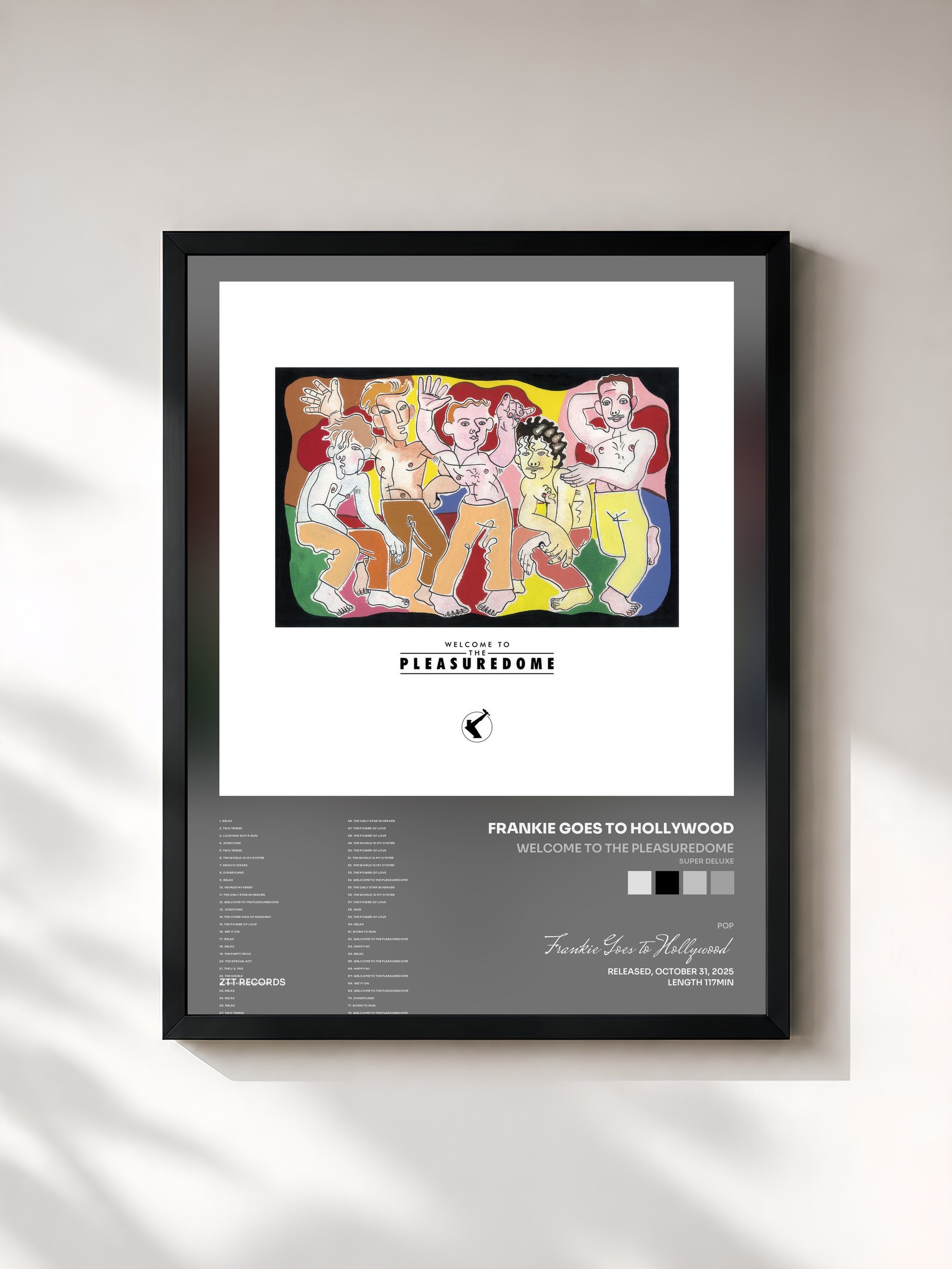 #noir Tableau de l'album Welcome To The Pleasuredome (Super Deluxe) de Frankie Goes to Hollywood, cadre noir, imprimé et encadré en France