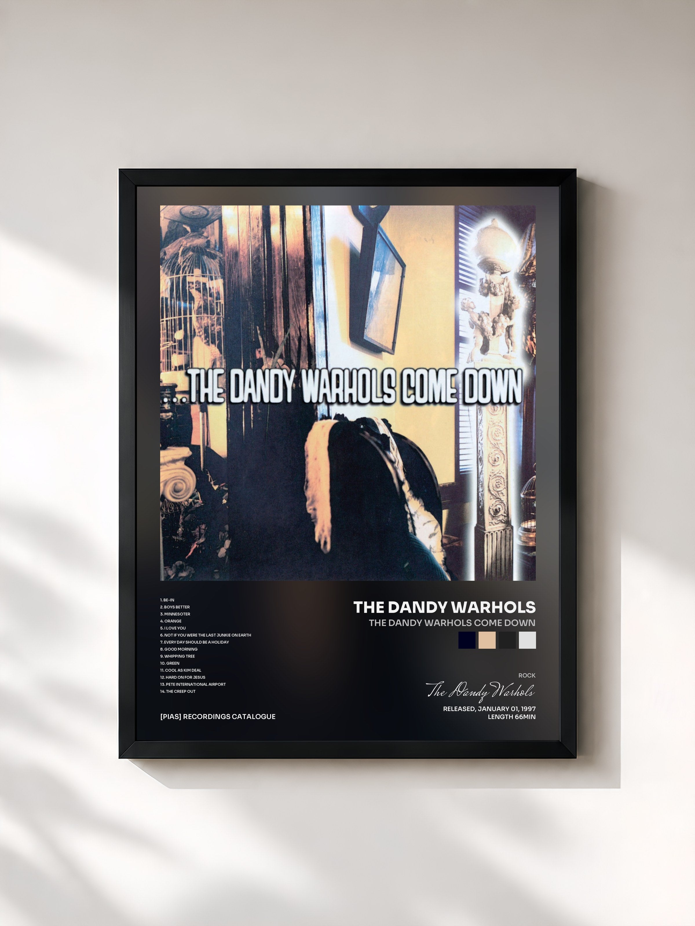 #noir Tableau de l'album The Dandy Warhols Come Down de The Dandy Warhols, cadre noir, imprimé et encadré en France
