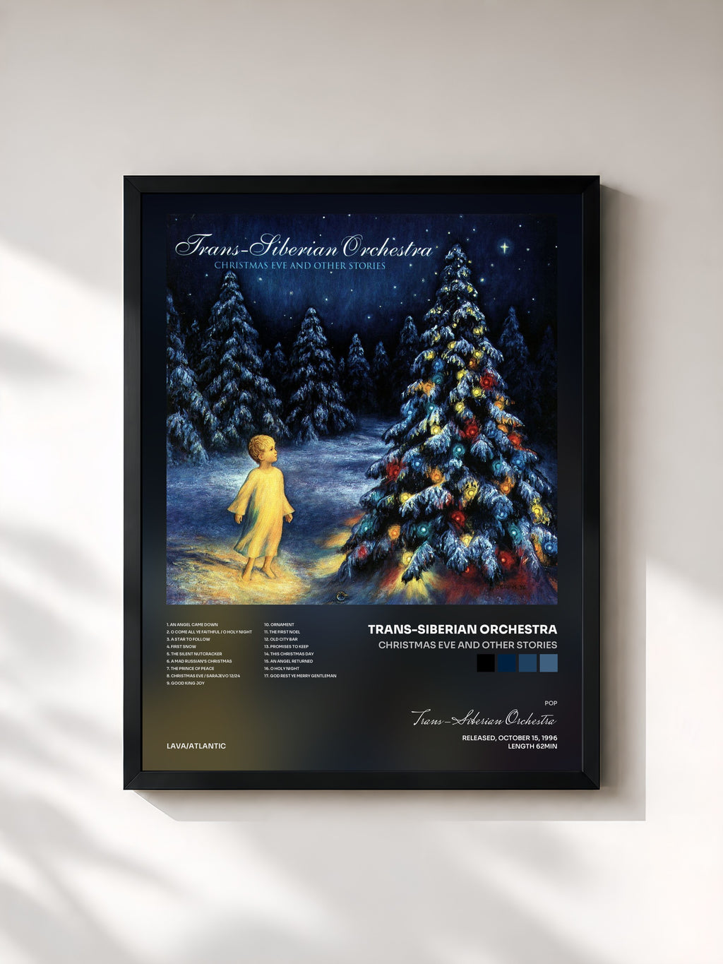 #noir Tableau de l'album Christmas Eve and Other Stories de Trans-Siberian Orchestra, cadre noir, imprimé et encadré en France