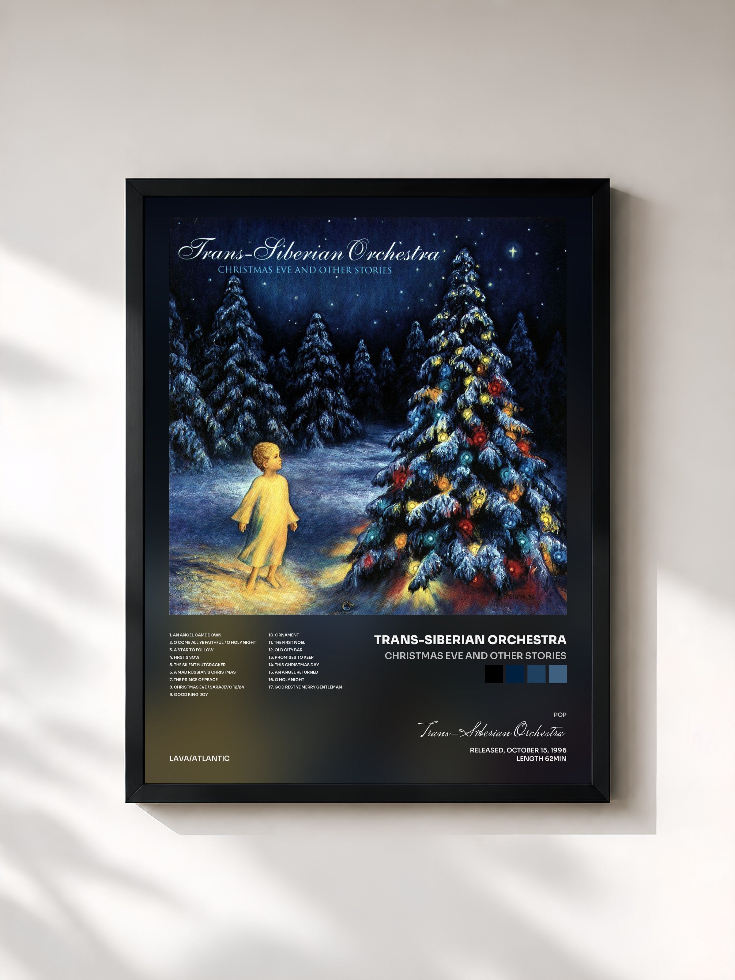 #noir Tableau de l'album Christmas Eve and Other Stories de Trans-Siberian Orchestra, cadre noir, imprimé et encadré en France