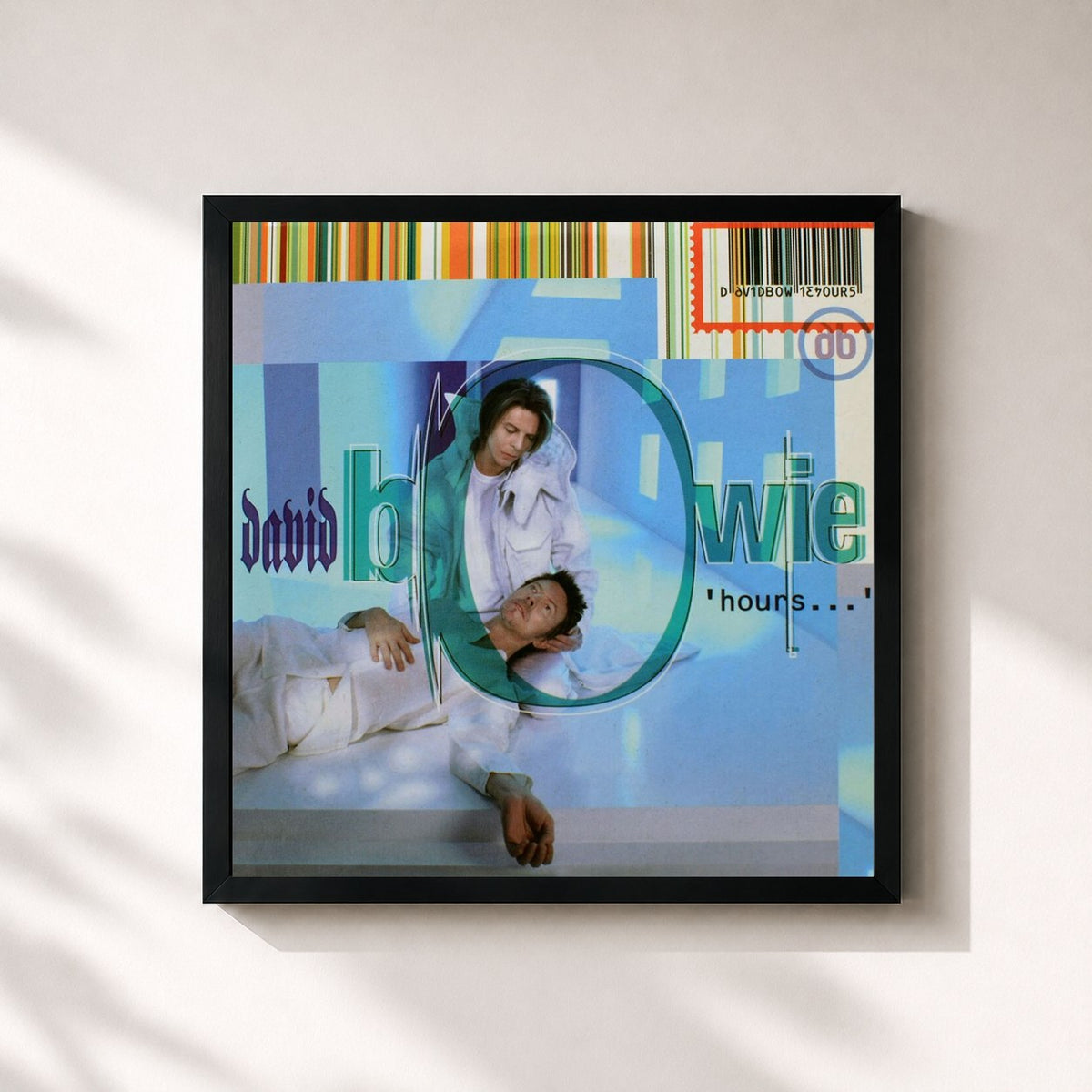 #noir Tableau carré de l'album Hours... de David Bowie, cadre noir 32x32 cm