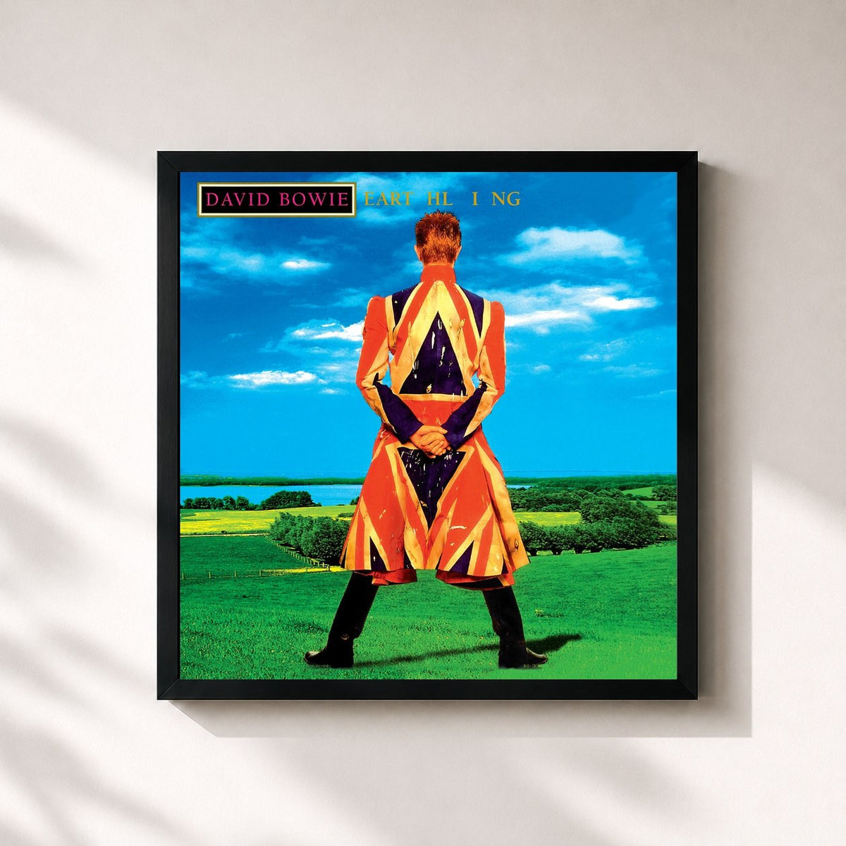 #noir Tableau carré de l'album Earthling de David Bowie, cadre noir 32x32 cm