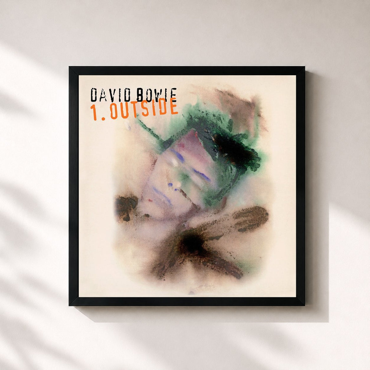#noir Tableau carré de l'album 1. Outside (The Nathan Adler Diaries: A Hyper Cycle) de David Bowie, cadre noir 32x32 cm