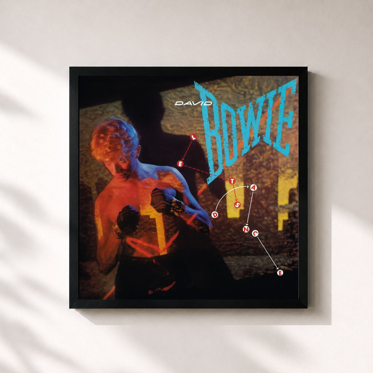 #noir Tableau carré de l'album Let's Dance (2018 Remaster) de David Bowie, cadre noir 32x32 cm