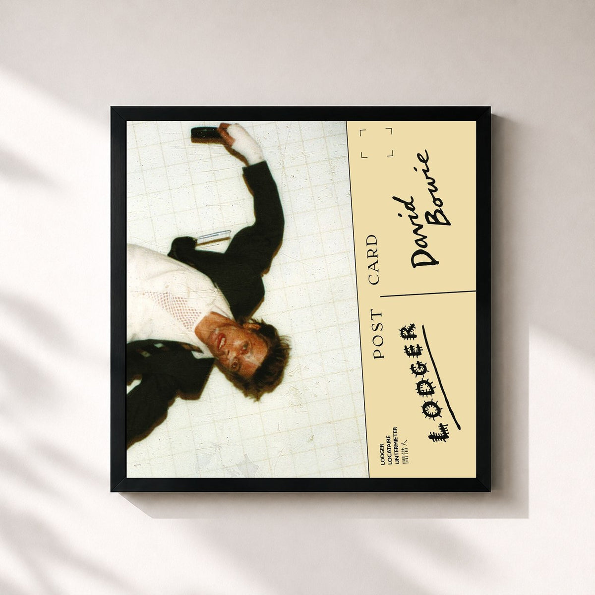 #noir Tableau carré de l'album Lodger (2017 Remaster) de David Bowie, cadre noir 32x32 cm