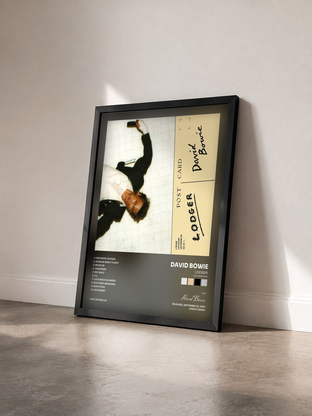 #noir Tableau de l'album Lodger (2017 Remaster) de David Bowie vu de trois quarts, cadre noir