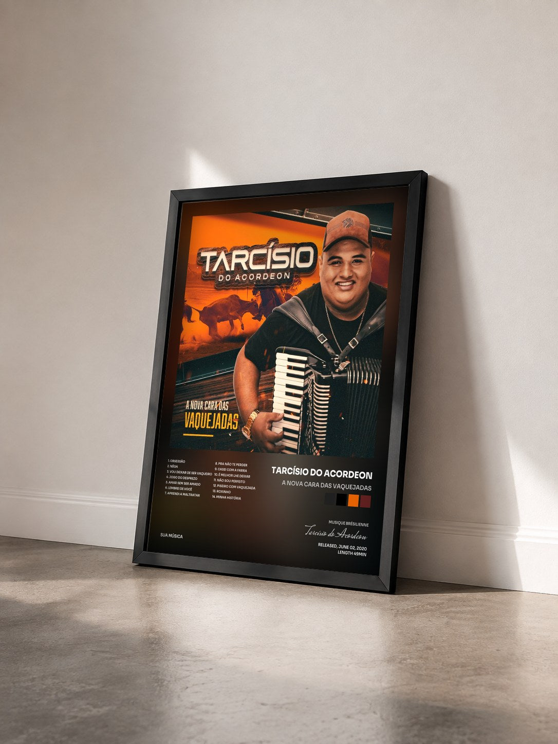#noir Tableau de l'album A Nova Cara das Vaquejadas de Tarcísio do Acordeon vu de trois quarts, cadre noir