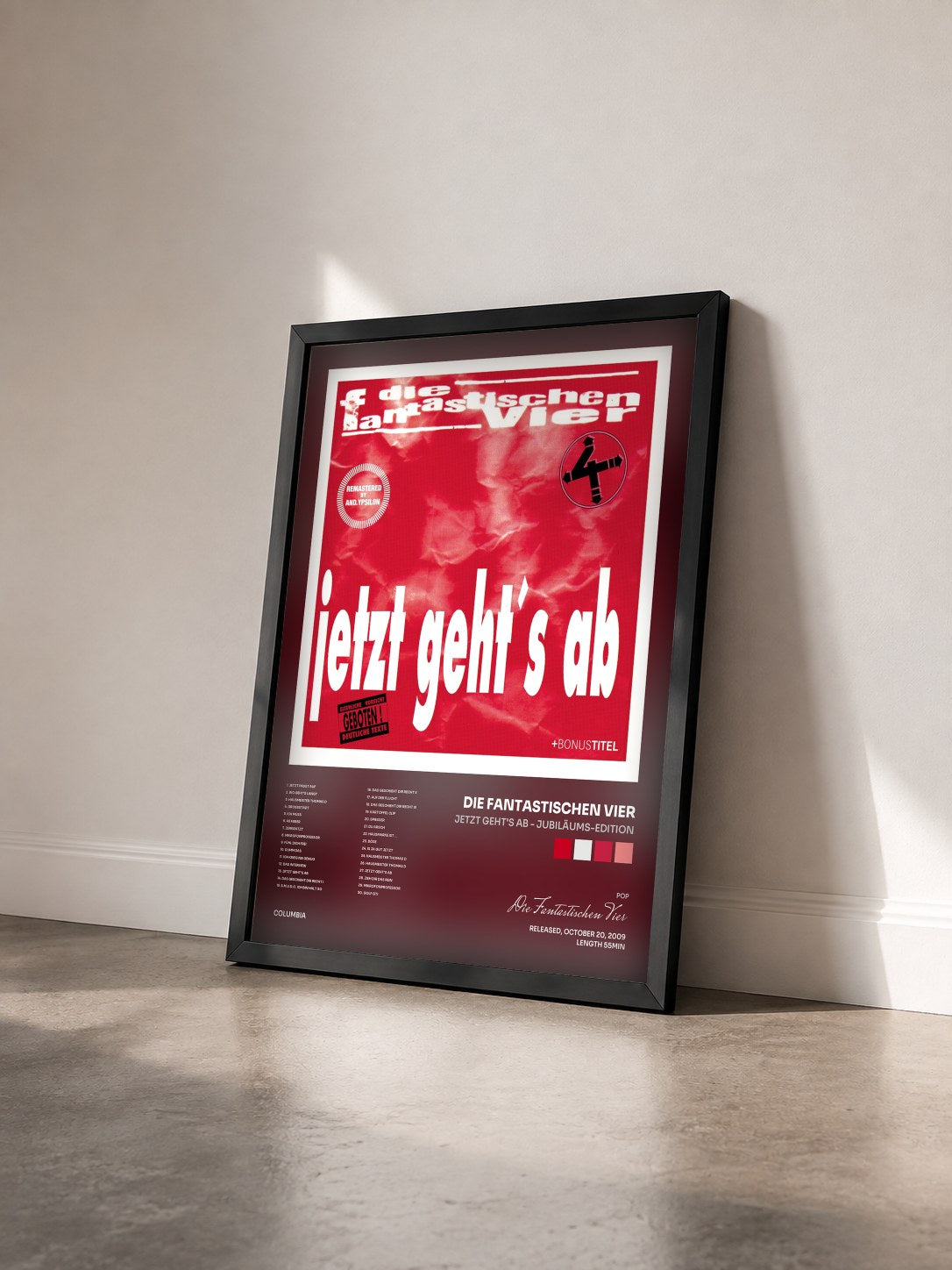 #noir Tableau de l'album Jetzt geht's ab - Jubiläums-Edition de Die Fantastischen Vier vu de trois quarts, cadre noir