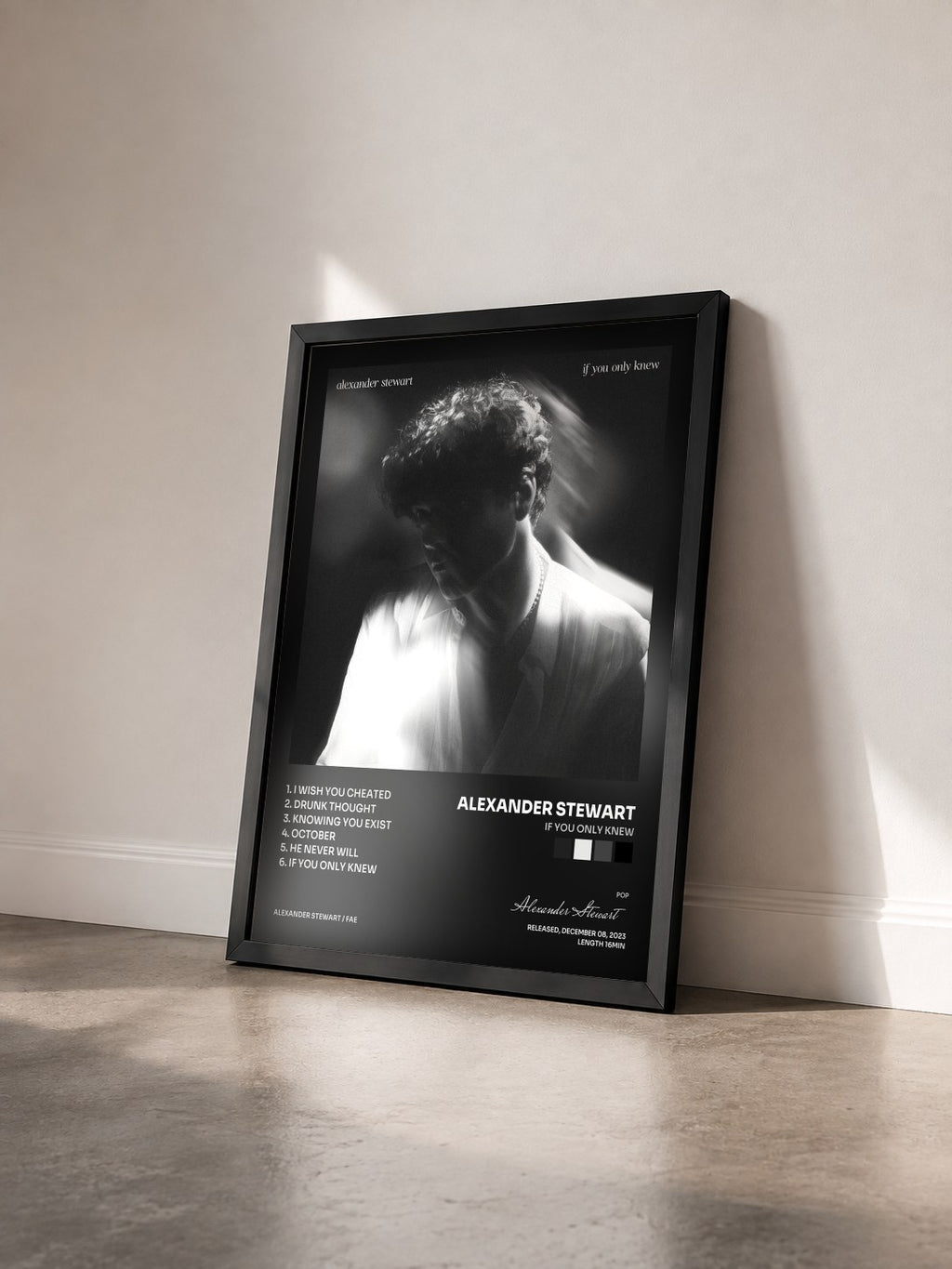 #noir Tableau de l'album if you only knew de Alexander Stewart vu de trois quarts, cadre noir