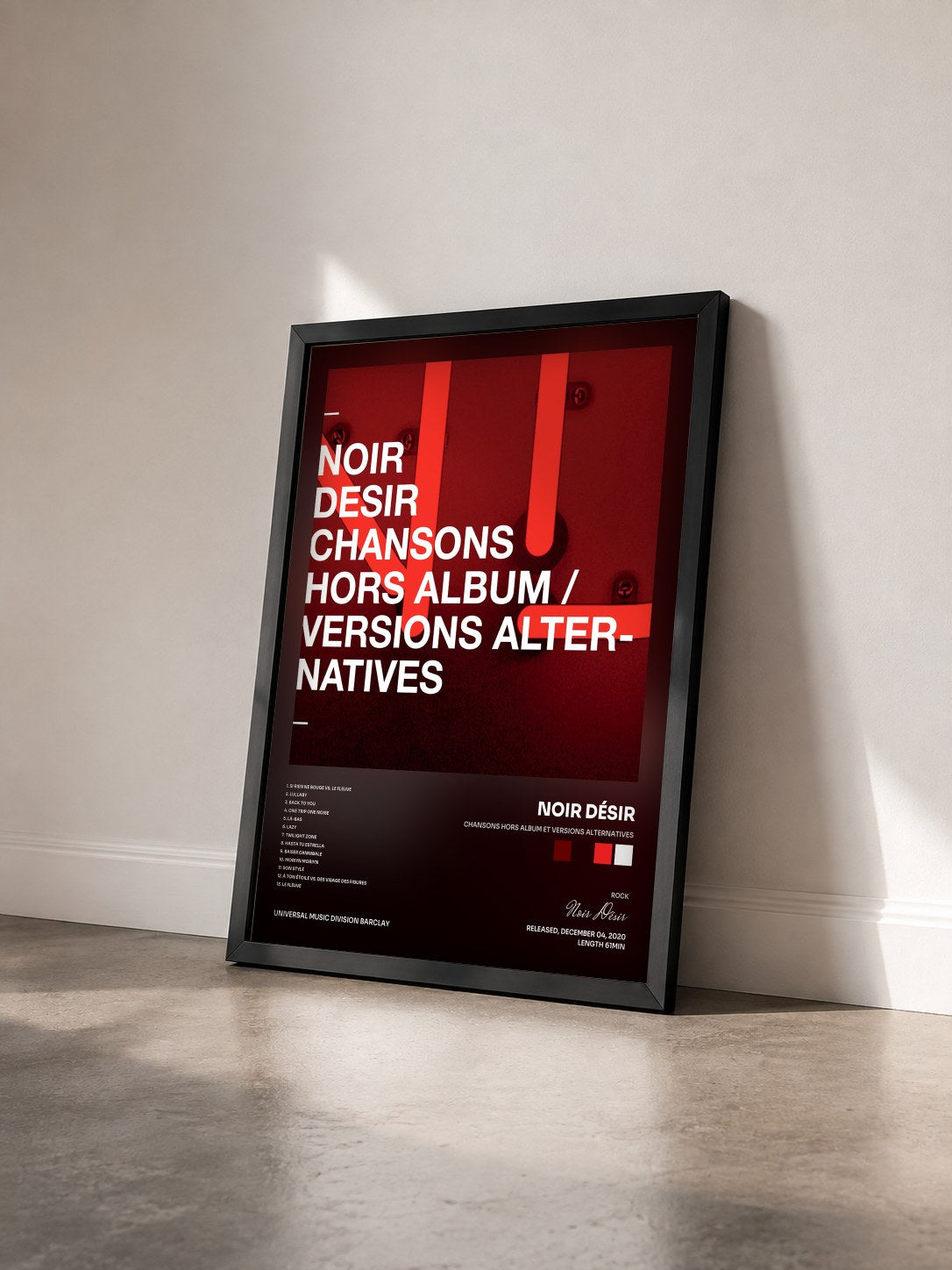 #noir Tableau de l'album Chansons hors album et versions alternatives de Noir Désir vu de trois quarts, cadre noir