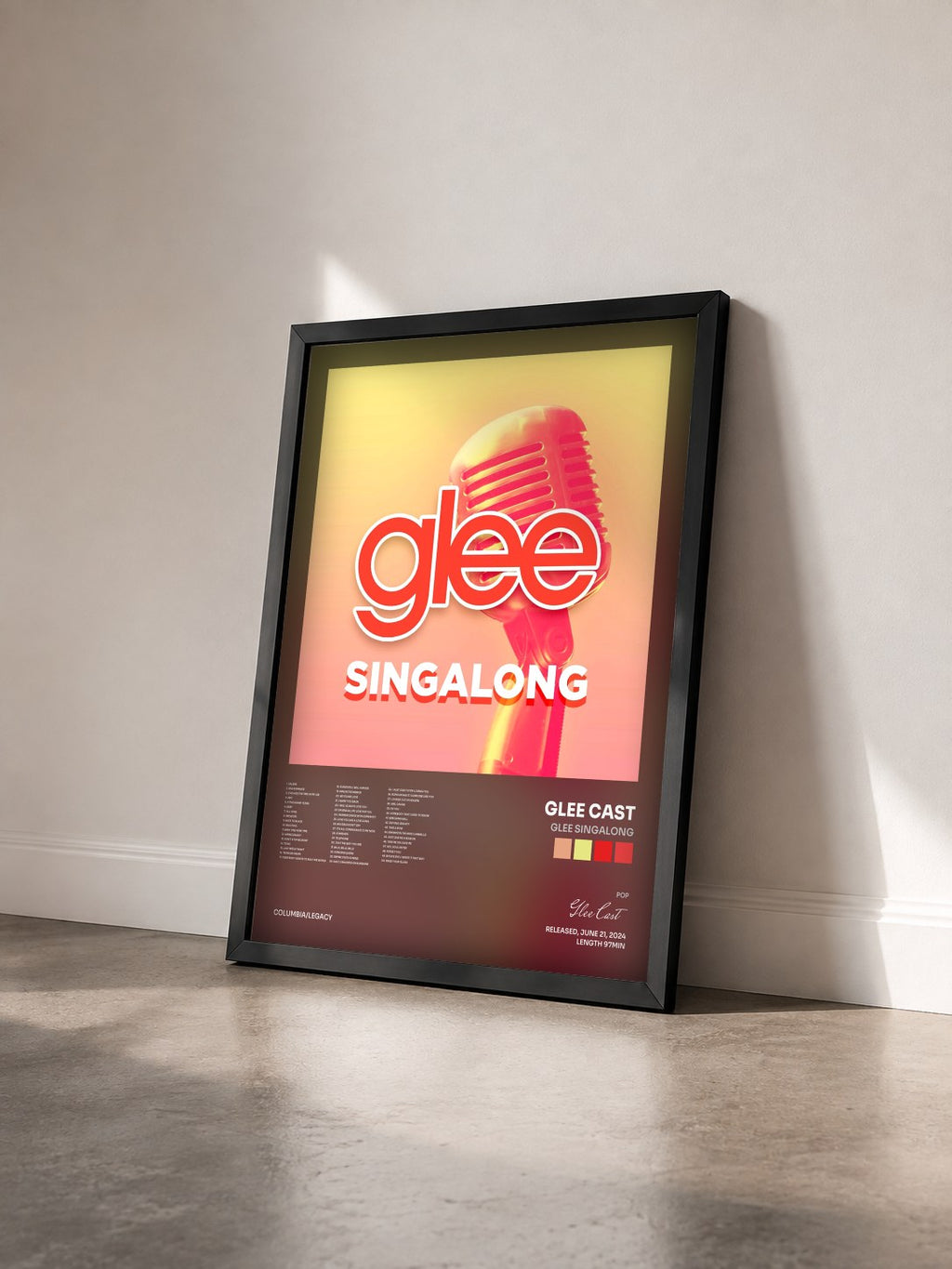 #noir Glee Singalong by Glee Cast as a framed art print seen at an angle, black frame