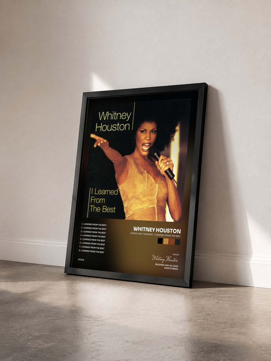#noir Tableau de l'album Dance Vault Remixes - I Learned from the Best de Whitney Houston vu de trois quarts, cadre noir