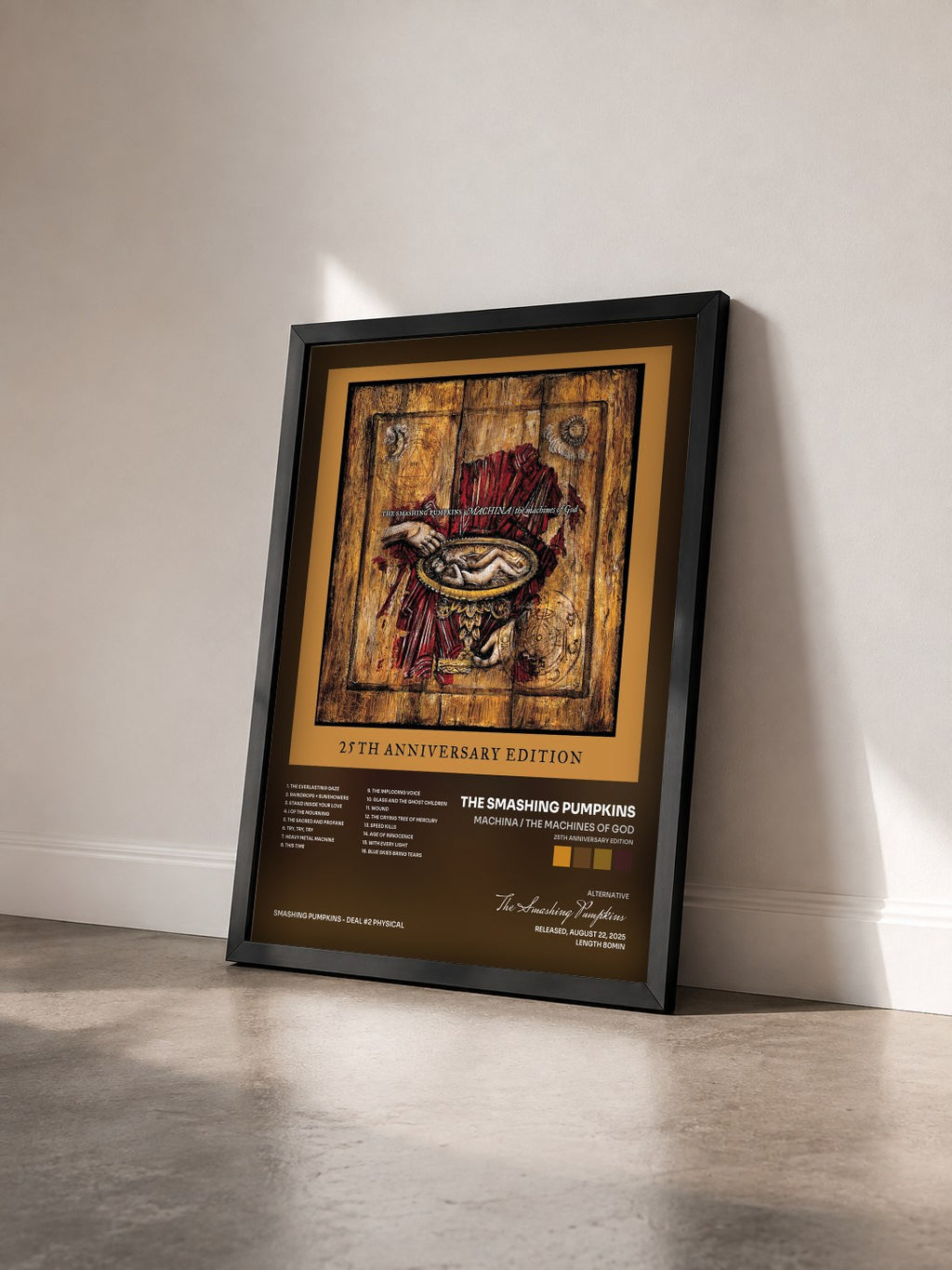 #noir Machina / The Machines Of God (25th Anniversary Edition) von The Smashing Pumpkins als gerahmter Kunstdruck von schräg gesehen, schwarzer Rahmen