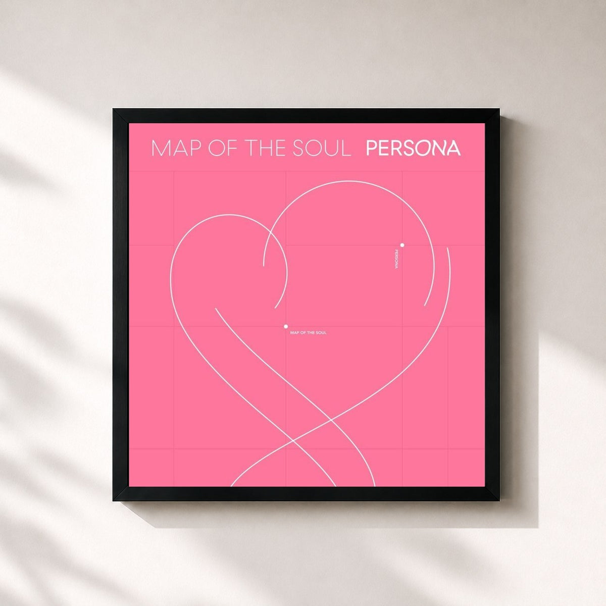 #noir Tableau carré de l'album MAP OF THE SOUL : PERSONA de BTS, cadre noir 32x32 cm