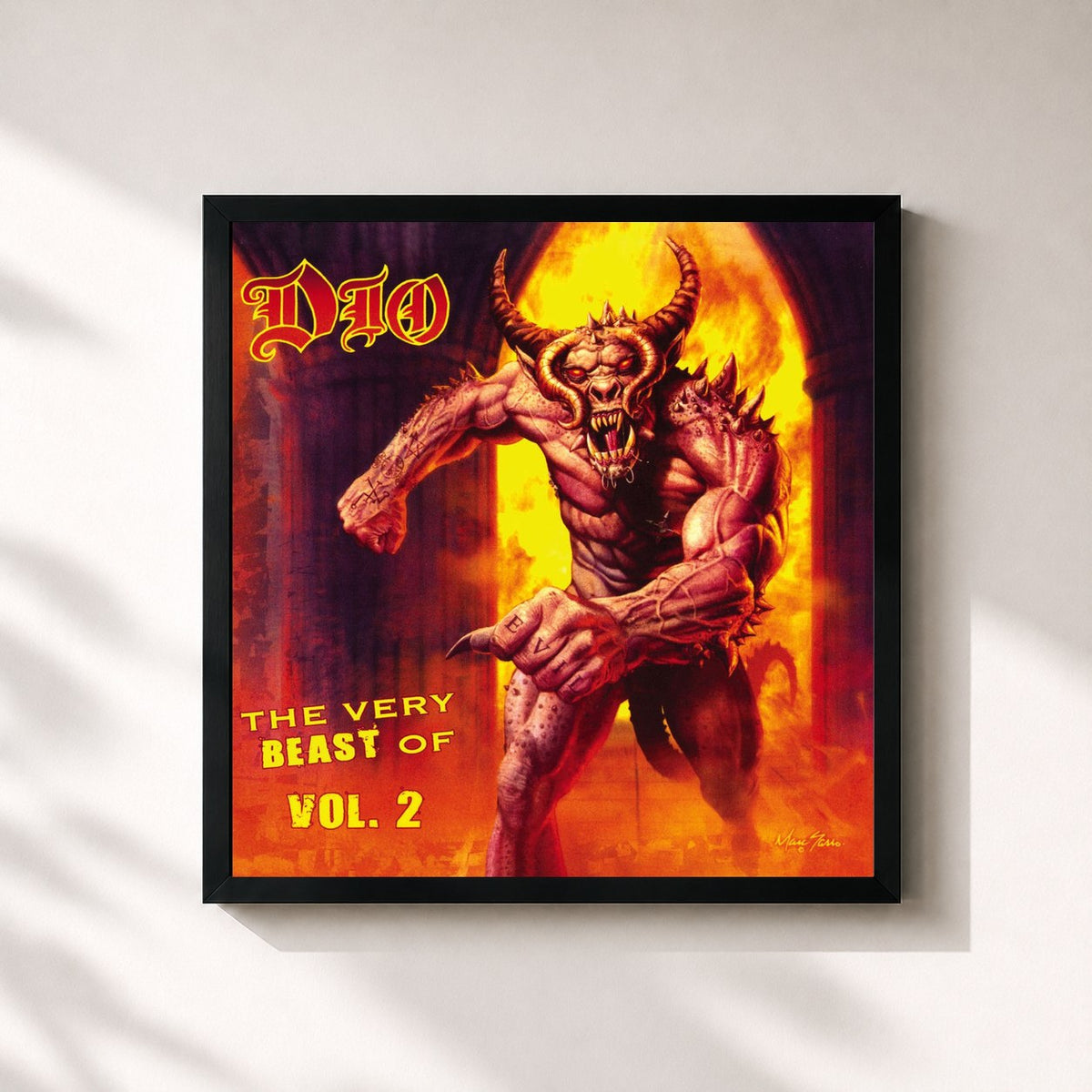 #noir Tableau carré de l'album The Very Beast Of Dio (Vol. 2) de Dio, cadre noir 32x32 cm