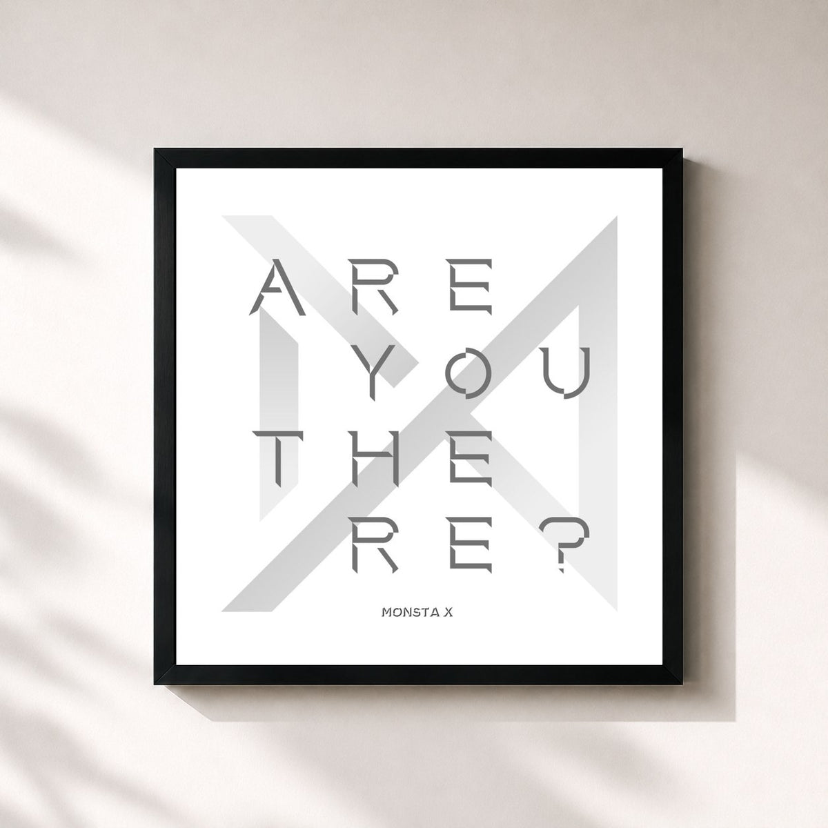 #noir Tableau carré de l'album Take.1 Are You There? de Monsta X, cadre noir 32x32 cm