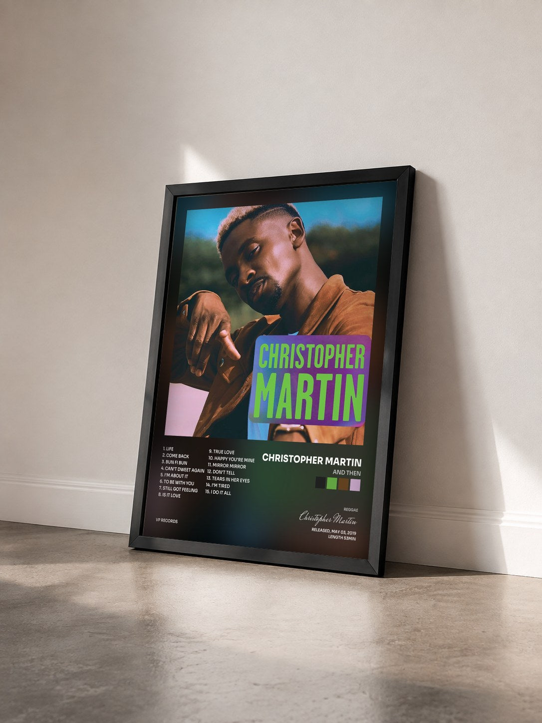 #noir Tableau de l'album And Then de Christopher Martin vu de trois quarts, cadre noir