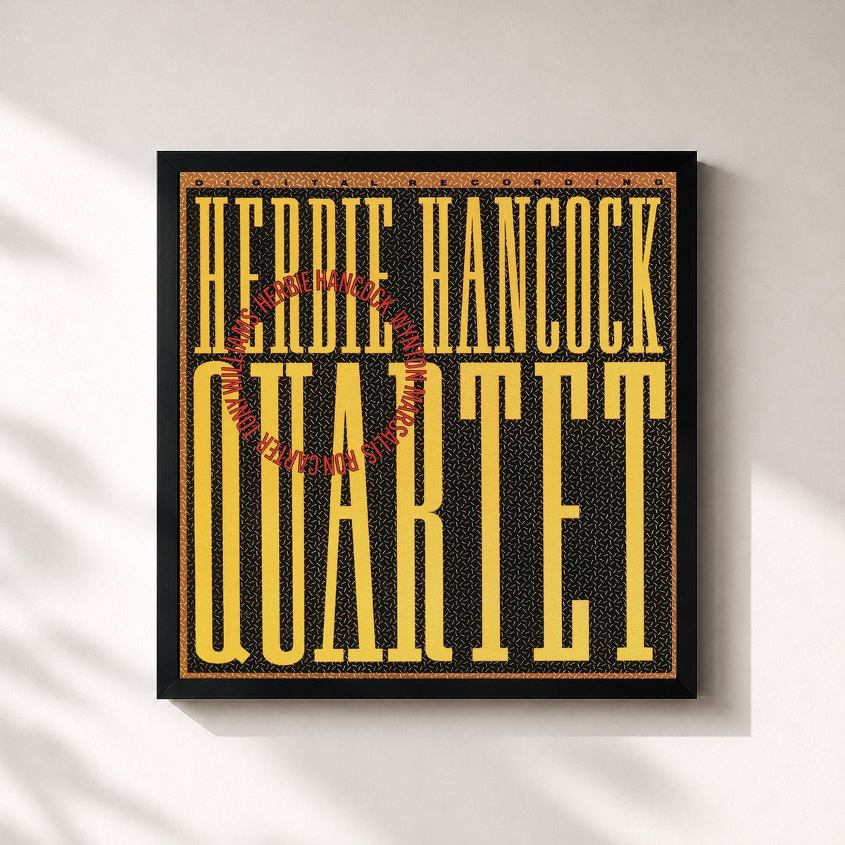 #noir Tableau carré de l'album Quartet de Herbie Hancock, cadre noir 32x32 cm