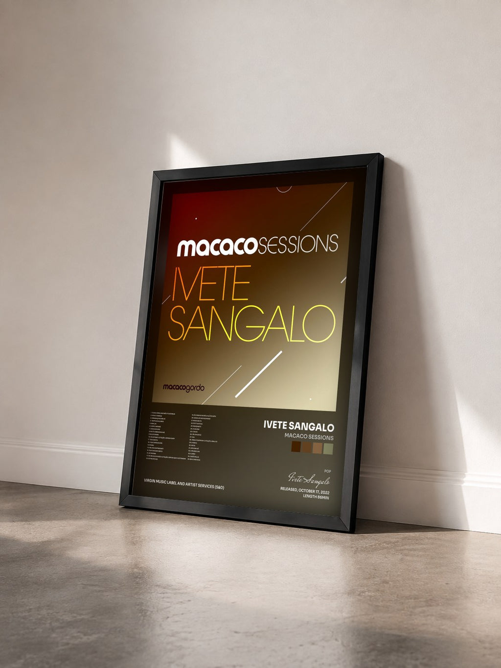 #noir Tableau de l'album Macaco Sessions de Ivete Sangalo vu de trois quarts, cadre noir