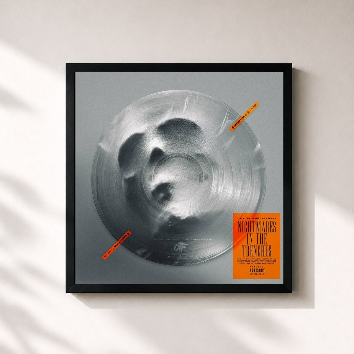 #noir Tableau carré de l'album Nightmares In the Trenches de Lil Durk, cadre noir 32x32 cm