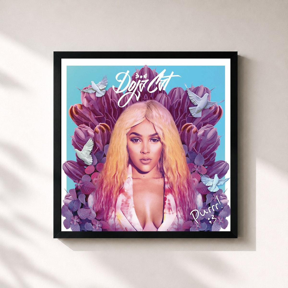 #noir Tableau carré de l'album Purrr! de Doja Cat, cadre noir 32x32 cm