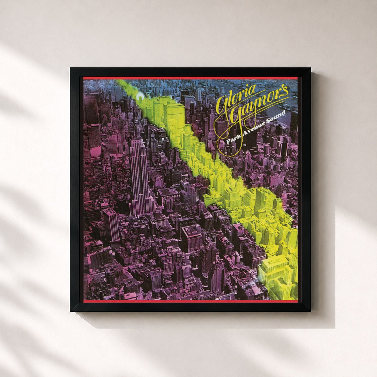 #noir Tableau carré de l'album Gloria Gaynor's Park Avenue Sound de Gloria Gaynor, cadre noir 32x32 cm