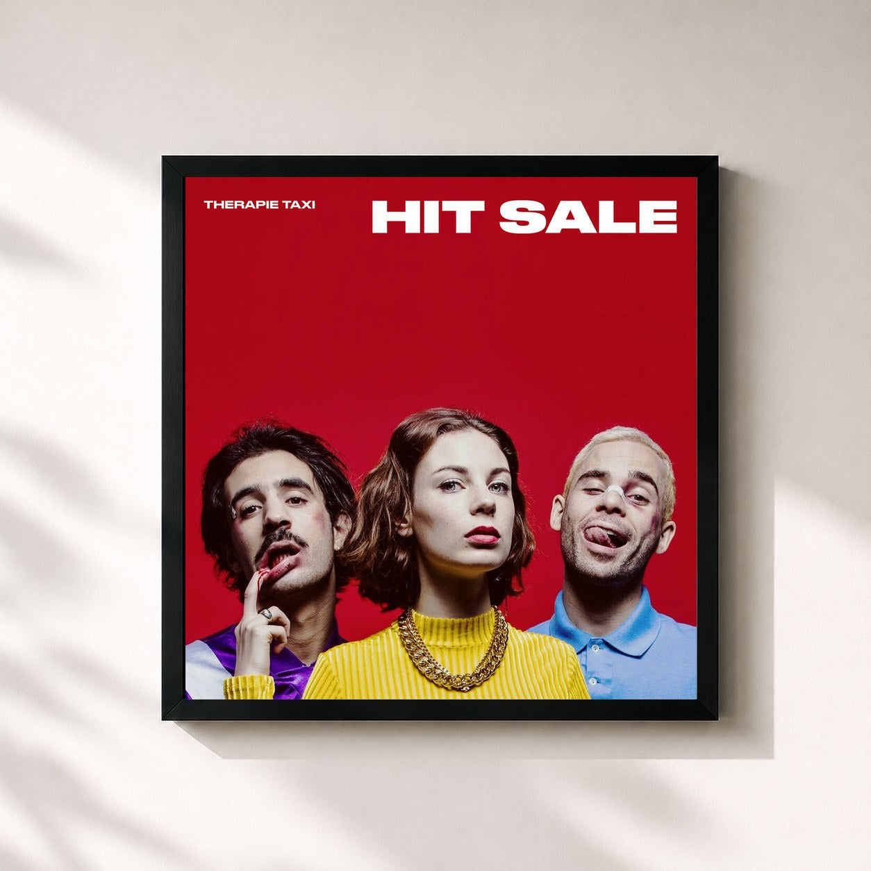#noir Tableau carré de l'album Hit Sale de Therapie TAXI, cadre noir 32x32 cm