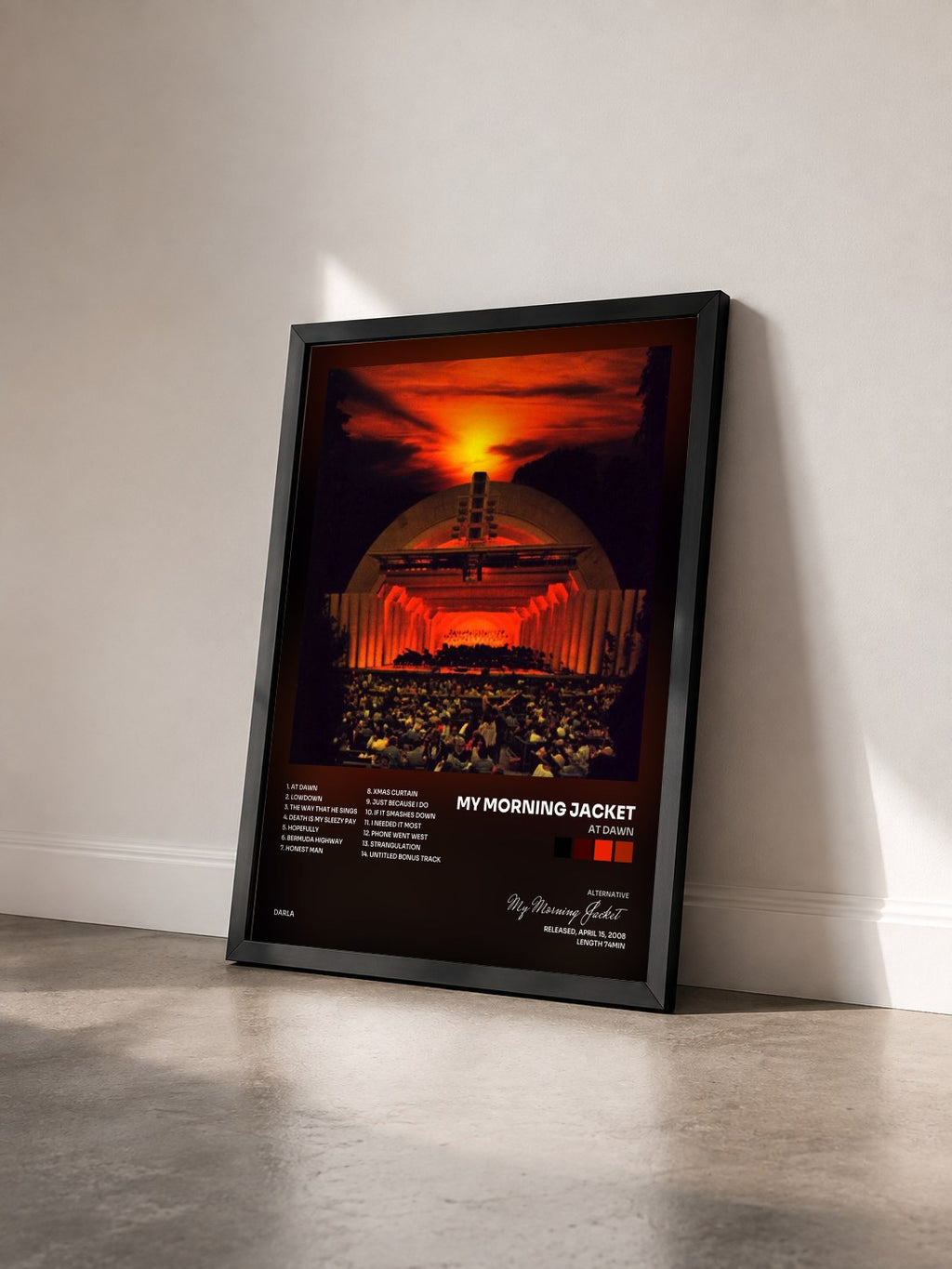 #noir Tableau de l'album At Dawn de My Morning Jacket vu de trois quarts, cadre noir