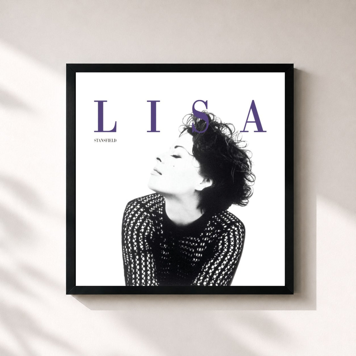 #noir Tableau carré de l'album Real Love de Lisa Stansfield, cadre noir 32x32 cm
