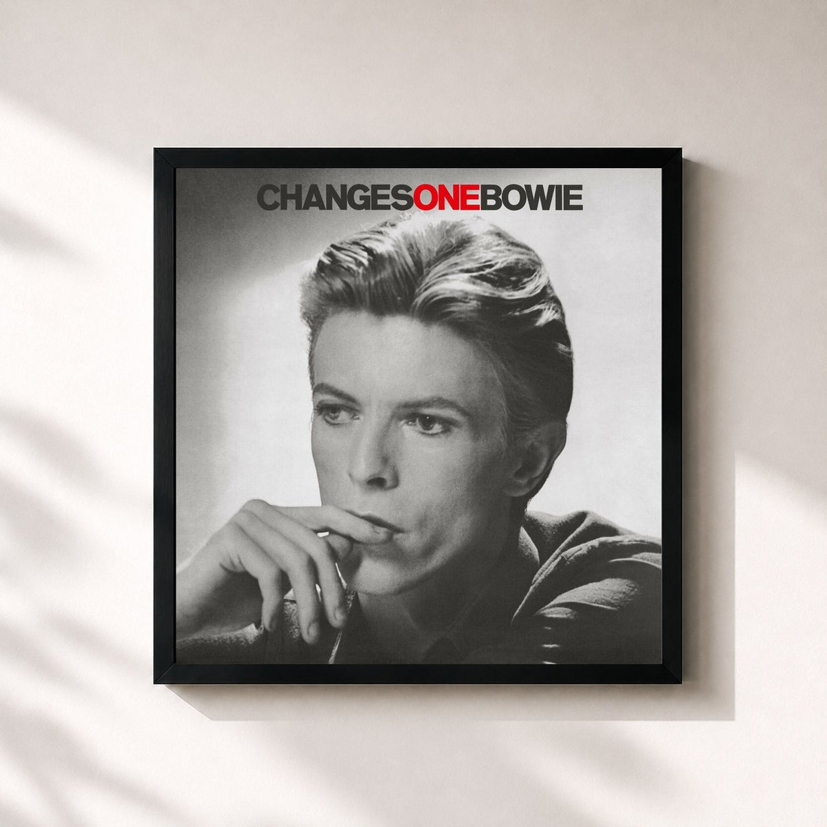#noir Tableau carré de l'album ChangesOneBowie de David Bowie, cadre noir 32x32 cm