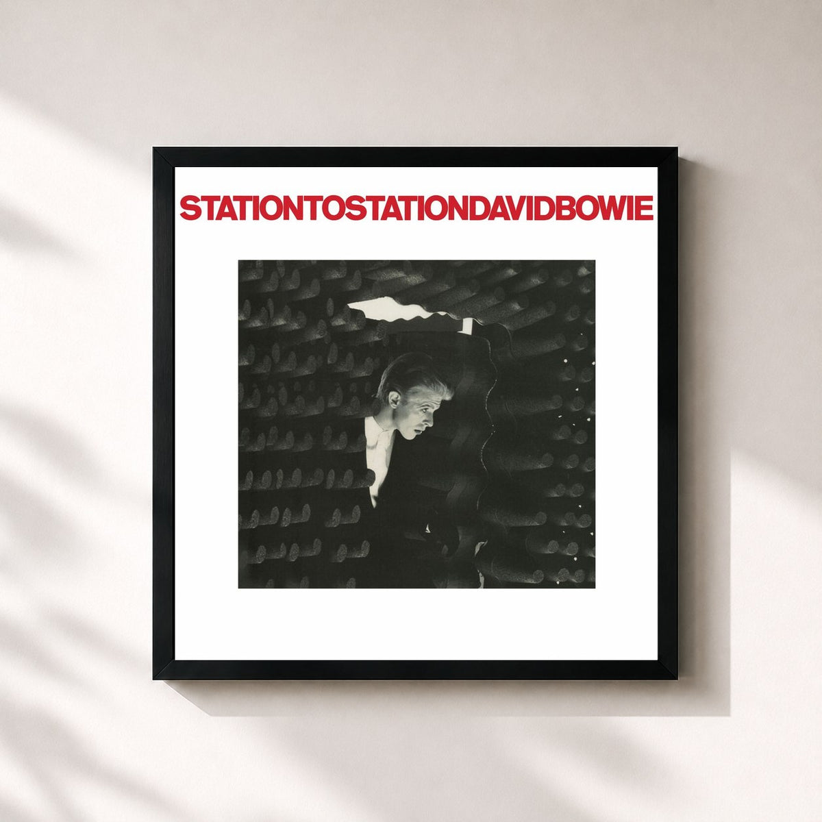 #noir Tableau carré de l'album Station to Station (2016 Remaster) de David Bowie, cadre noir 32x32 cm
