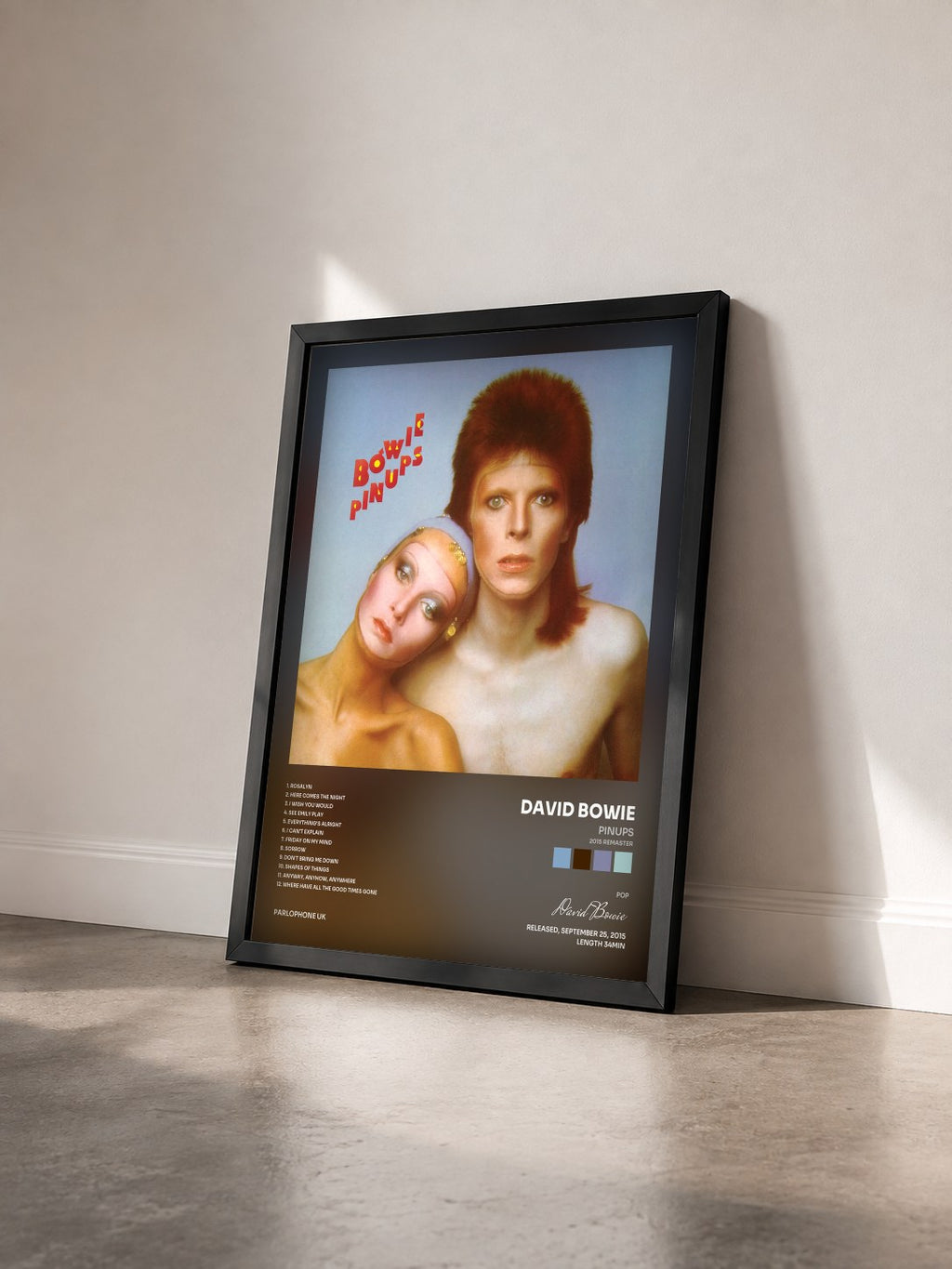 #noir Tableau de l'album Pinups (2015 Remaster) de David Bowie vu de trois quarts, cadre noir