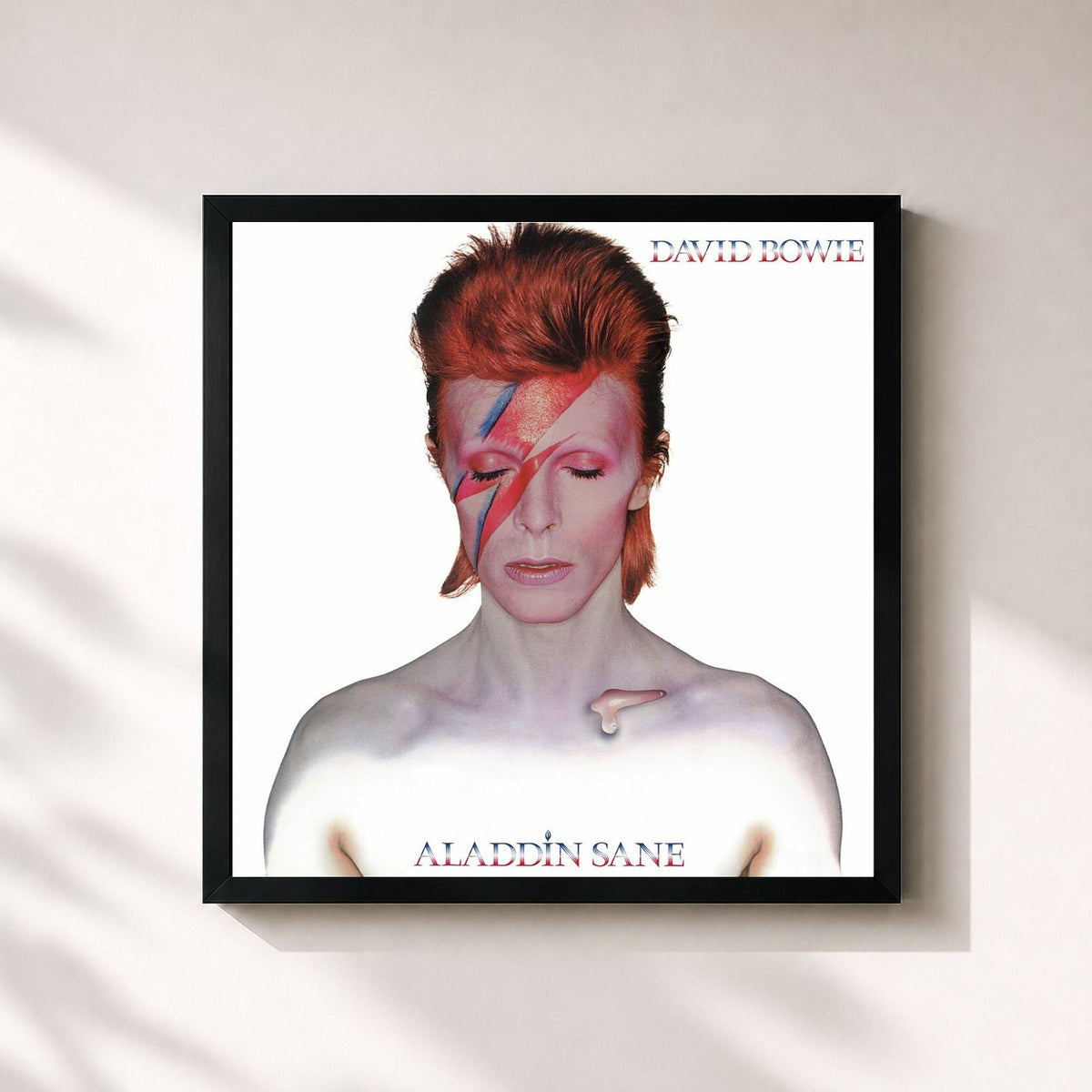#noir Tableau carré de l'album Aladdin Sane (2013 Remaster) de David Bowie, cadre noir 32x32 cm