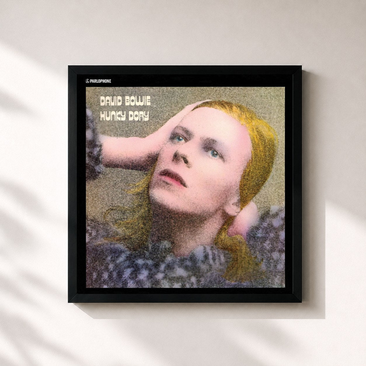 #noir Hunky Dory (2015 Remaster) by David Bowie as a square framed art print, black 32x32 cm frame
