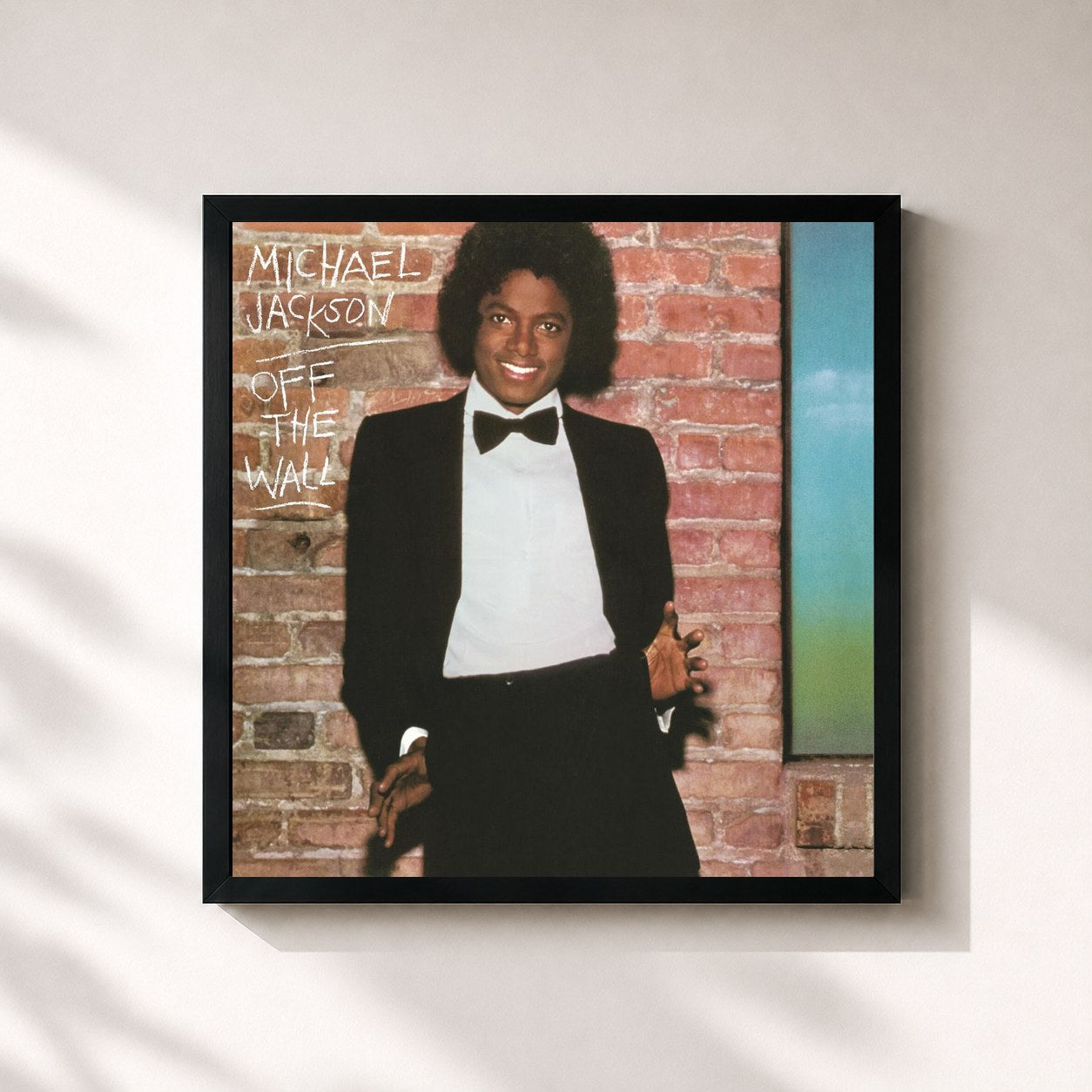 #noir Tableau carré de l'album Off the Wall de Michael Jackson, cadre noir 32x32 cm