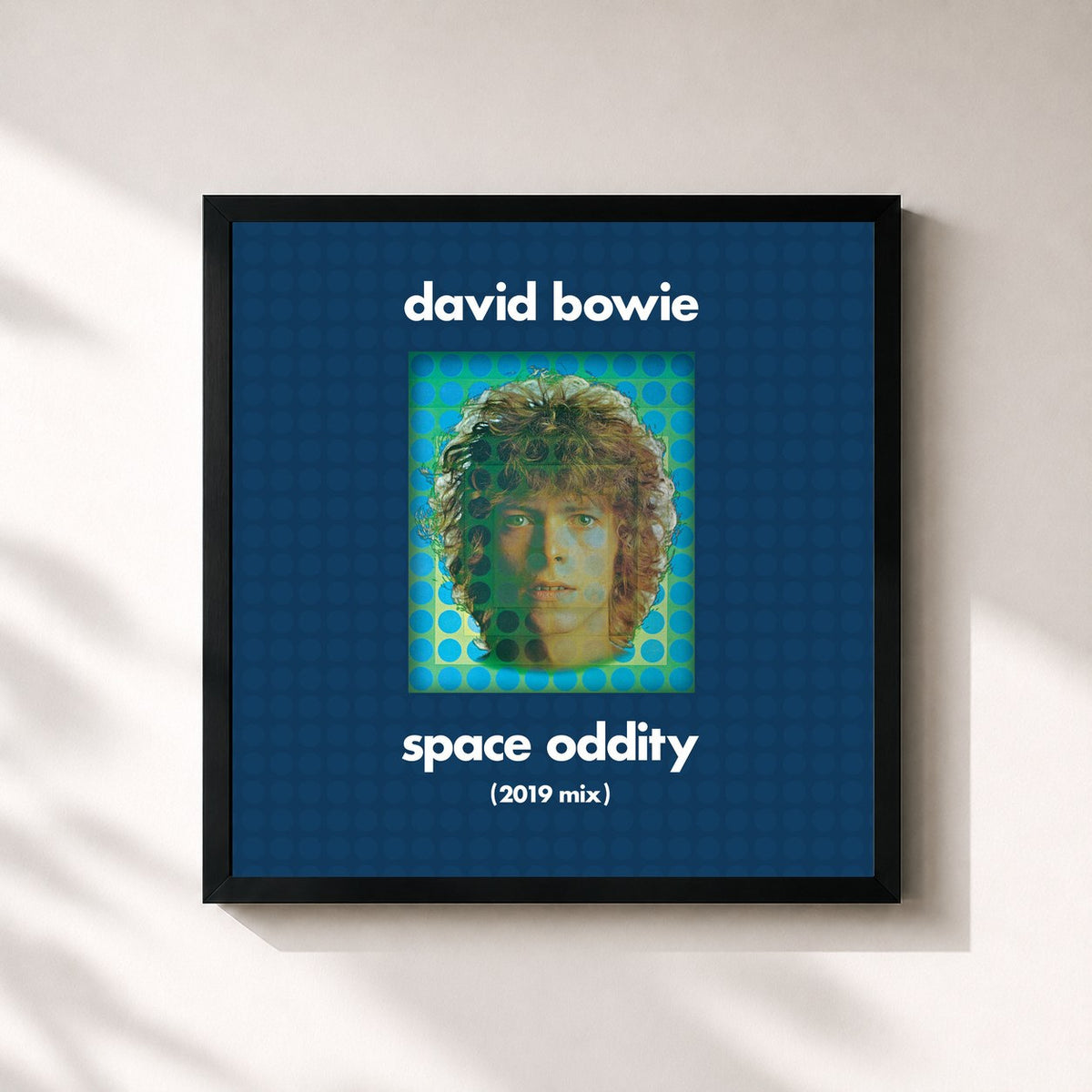#noir Tableau carré de l'album Space Oddity (2019 Mix) de David Bowie, cadre noir 32x32 cm
