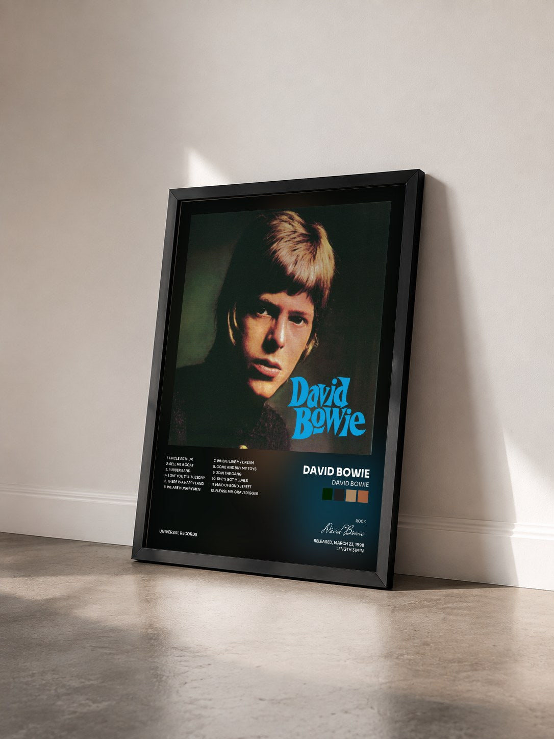 #noir Tableau de l'album David Bowie de David Bowie vu de trois quarts, cadre noir