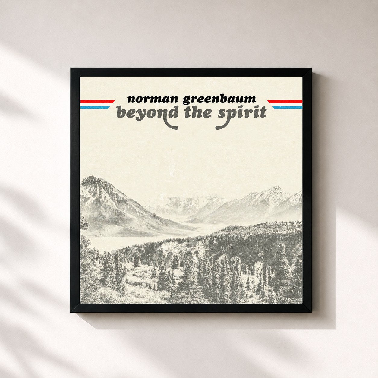 #noir Tableau carré de l'album Beyond The Spirit de Norman Greenbaum, cadre noir 32x32 cm
