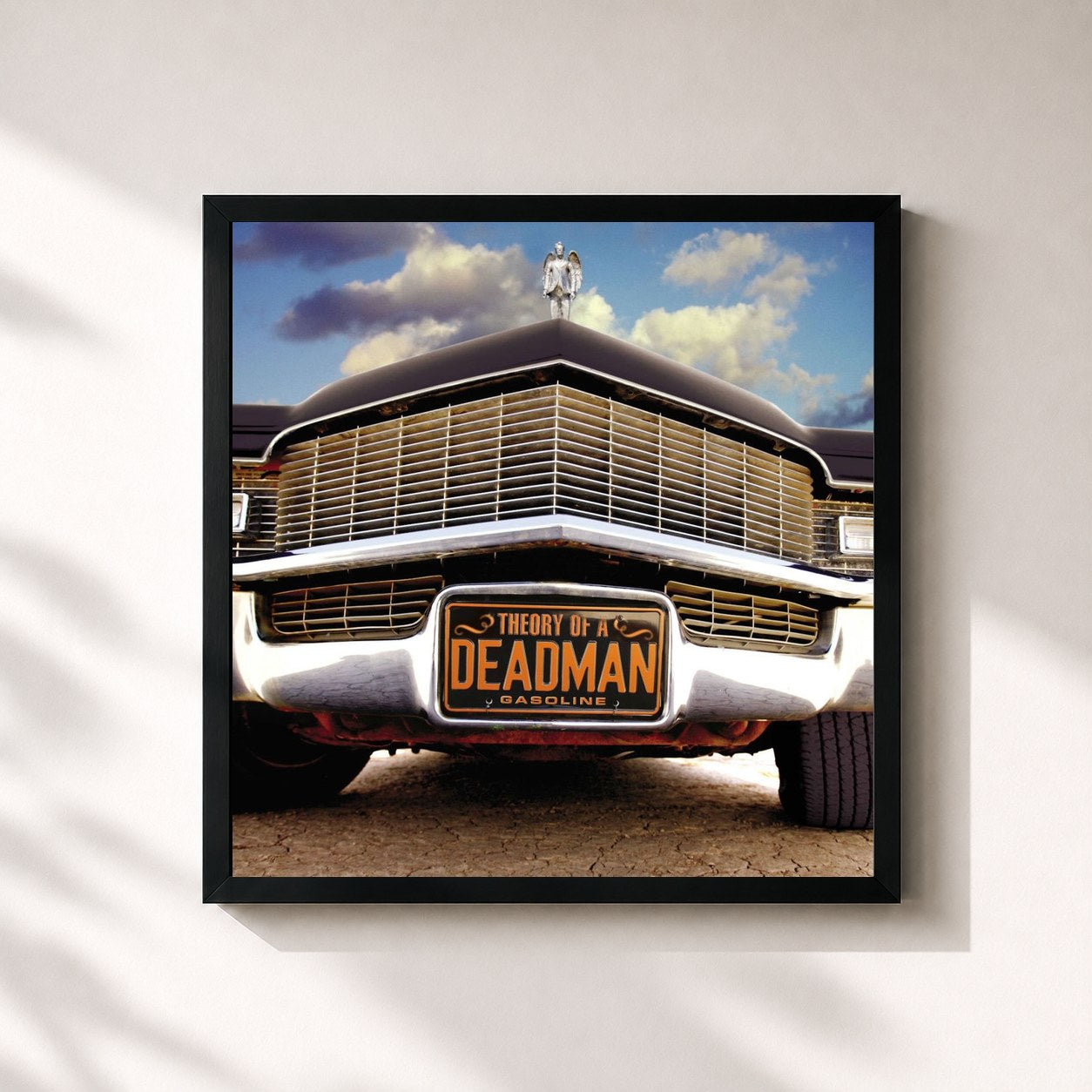 #noir Tableau carré de l'album Gasoline de Theory of a Deadman, cadre noir 32x32 cm
