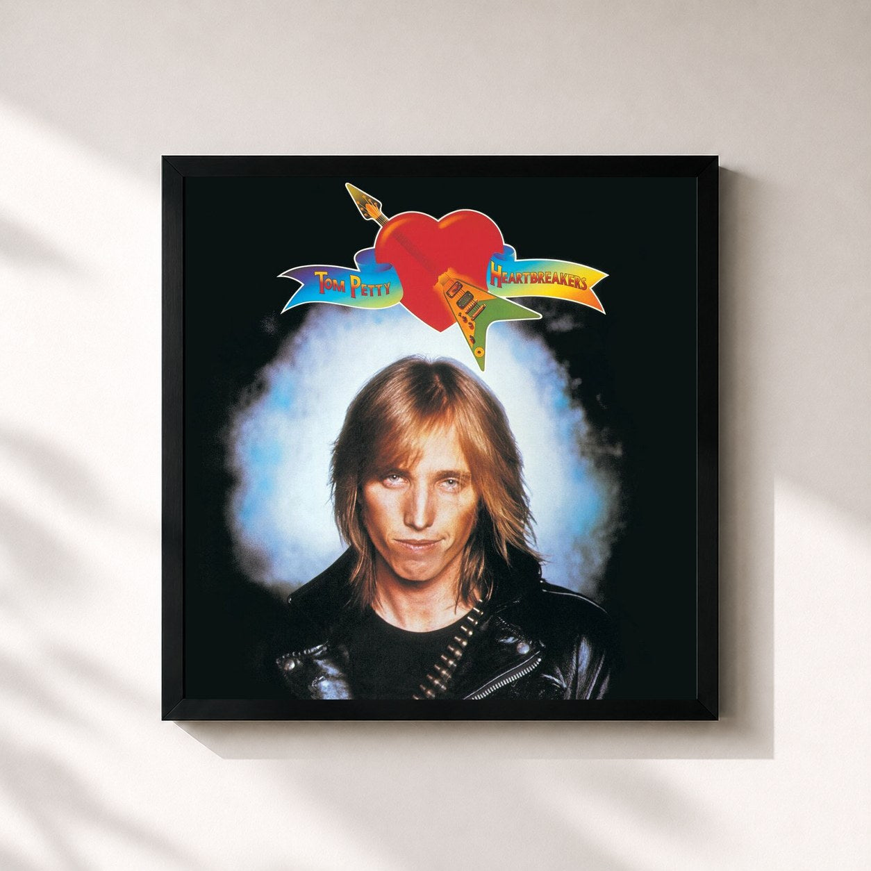 #noir Tableau carré de l'album Tom Petty And The Heartbreakers de Tom Petty and the Heartbreakers, cadre noir 32x32 cm