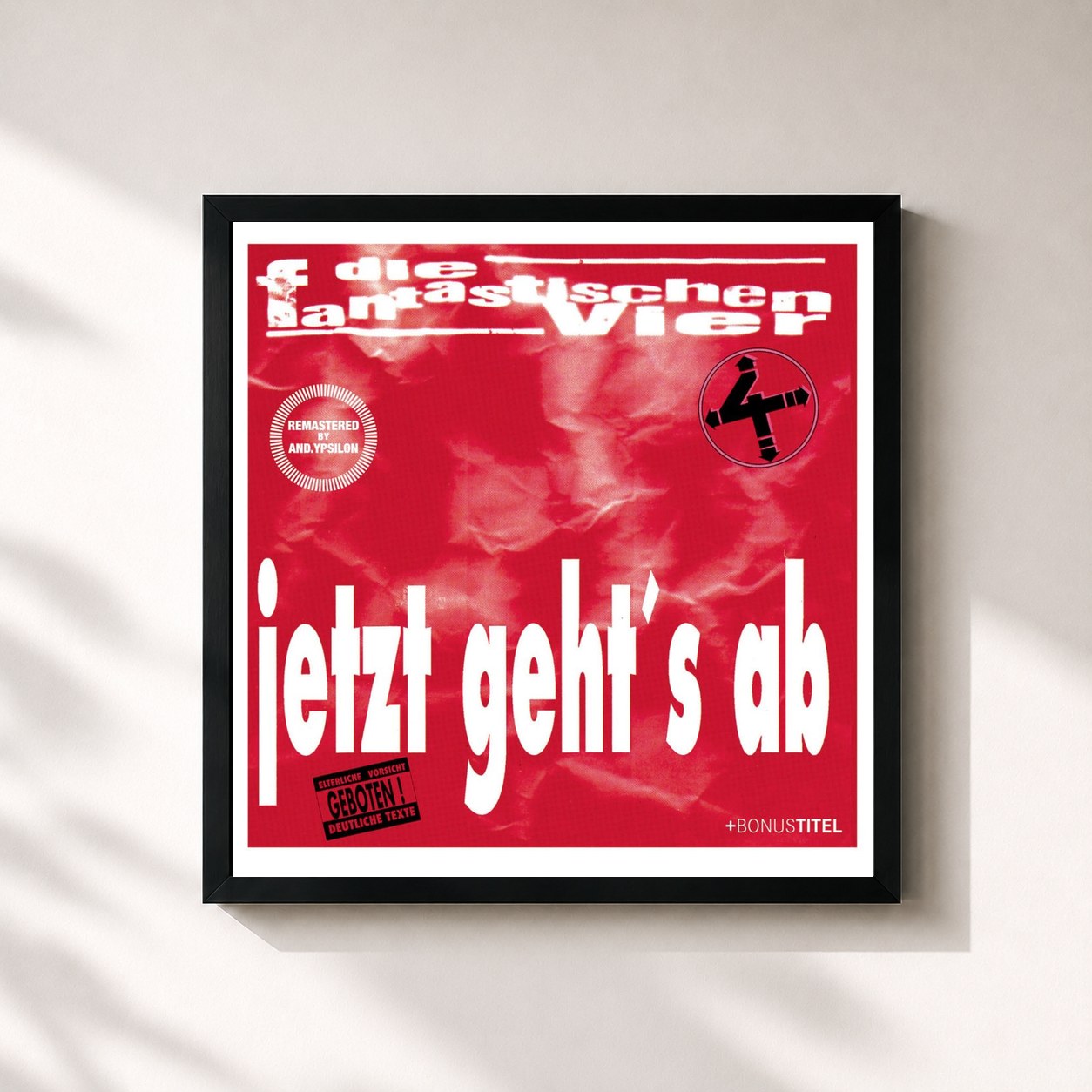 #noir Tableau carré de l'album Jetzt geht's ab - Jubiläums-Edition de Die Fantastischen Vier, cadre noir 32x32 cm