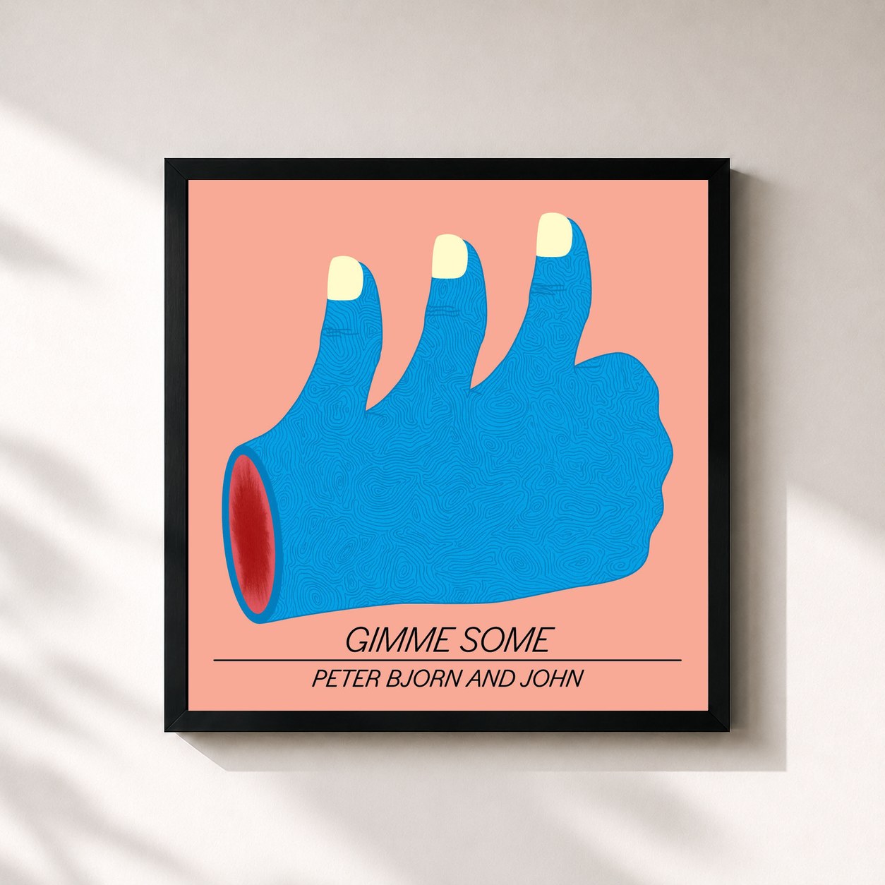 #noir Tableau carré de l'album Gimme Some de Peter Bjorn and John, cadre noir 32x32 cm
