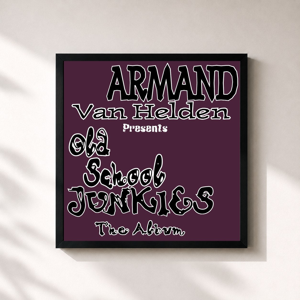 #noir Tableau carré de l'album Old Skool Junkies (The Album) de Armand van Helden, cadre noir 32x32 cm