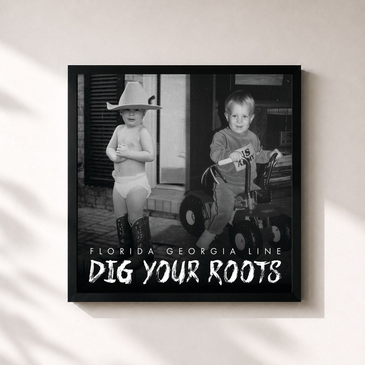 #noir Tableau carré de l'album Dig Your Roots de Florida Georgia Line, cadre noir 32x32 cm