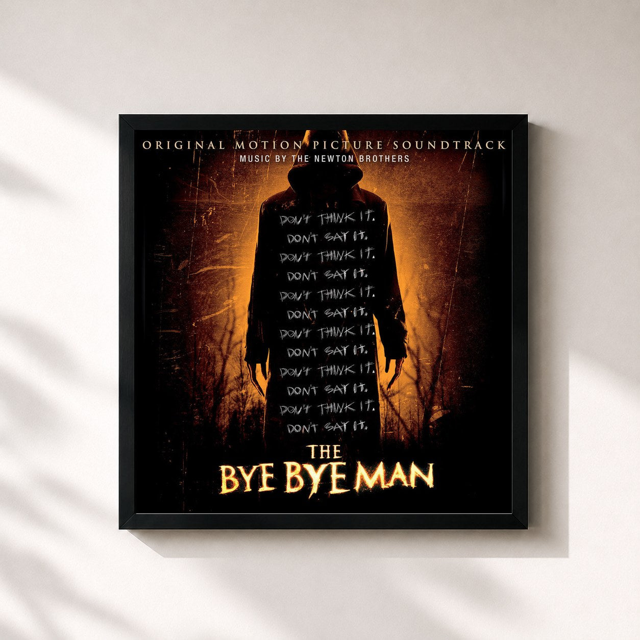 #noir Tableau carré de l'album The Bye Bye Man (Original Motion Picture Soundtrack) de The Newton Brothers, cadre noir 32x32 cm